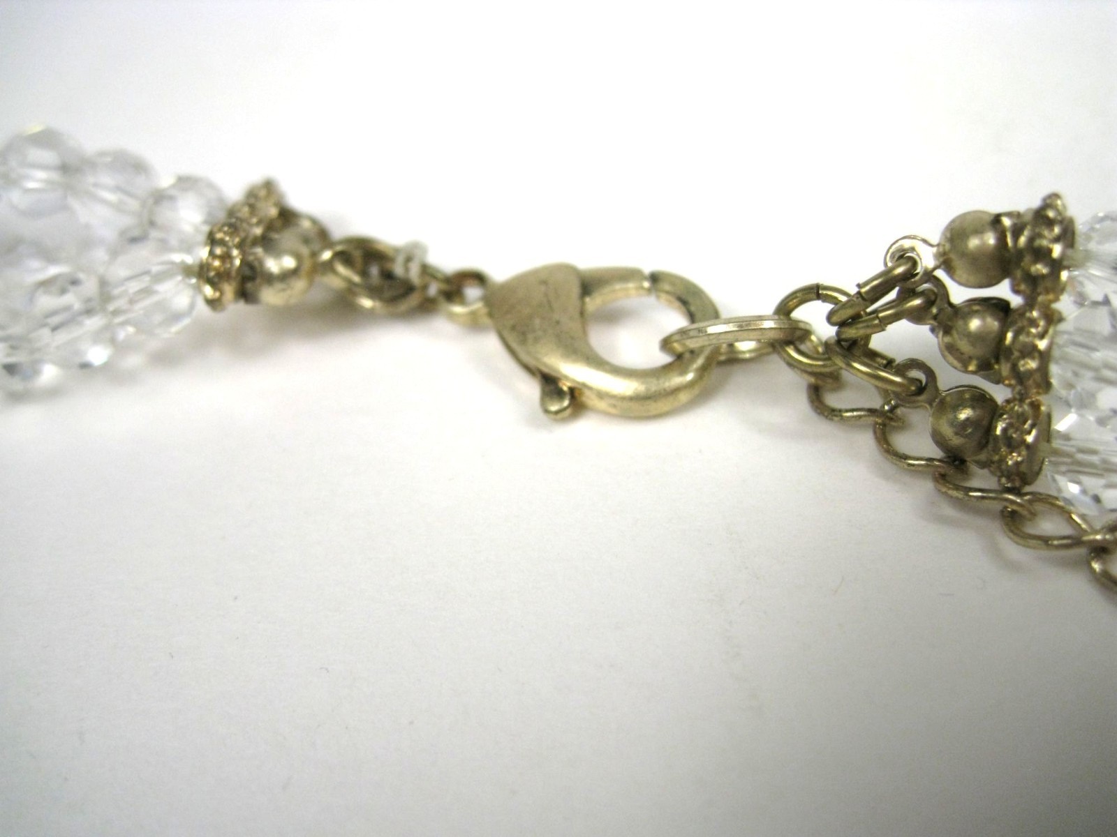 Lydell NYC Simulated Pearl Plastic Bib Necklace Gold Tone Multi Strand Statement
