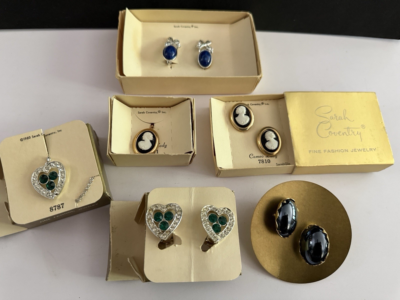 Vtg Sarah Coventry Cufflinks 5920 NOS Blue Rhinestone Lot of 6 In Original Boxes