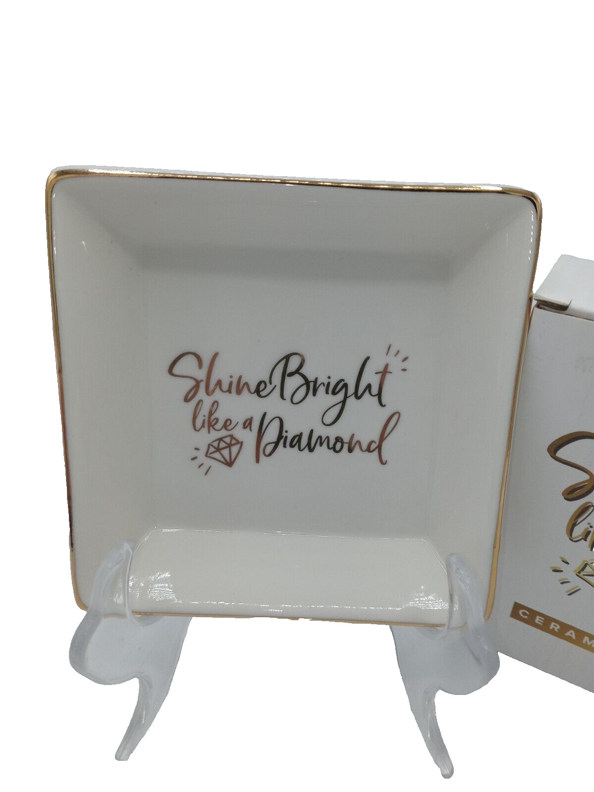 Izzy & Liv Ceramic Jewelry Trinket Dish “Shine Bright like a Diamond” with Box