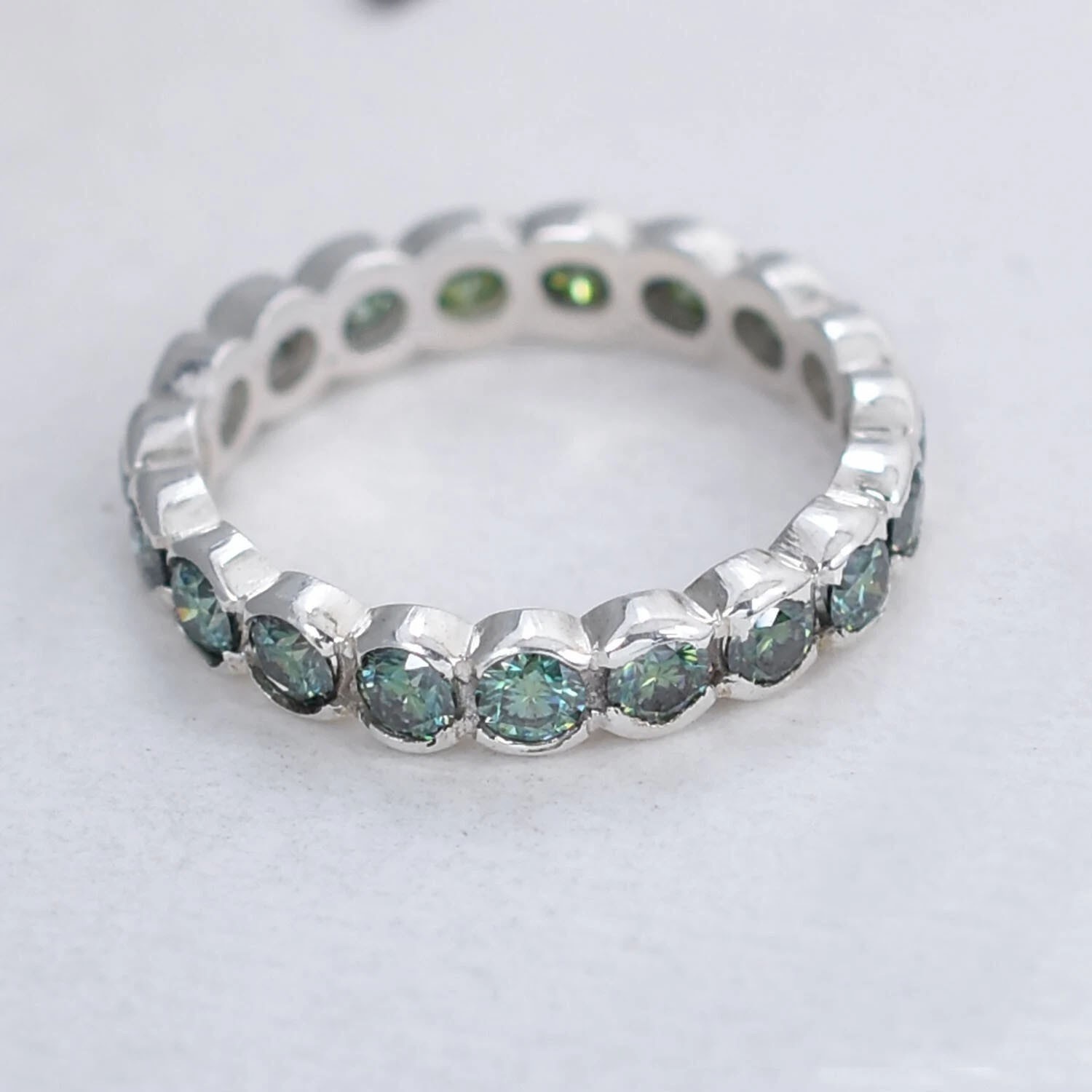 Beautiful 2.00 Ct Round Cut Blue Diamond Band Ring,Tarrif free