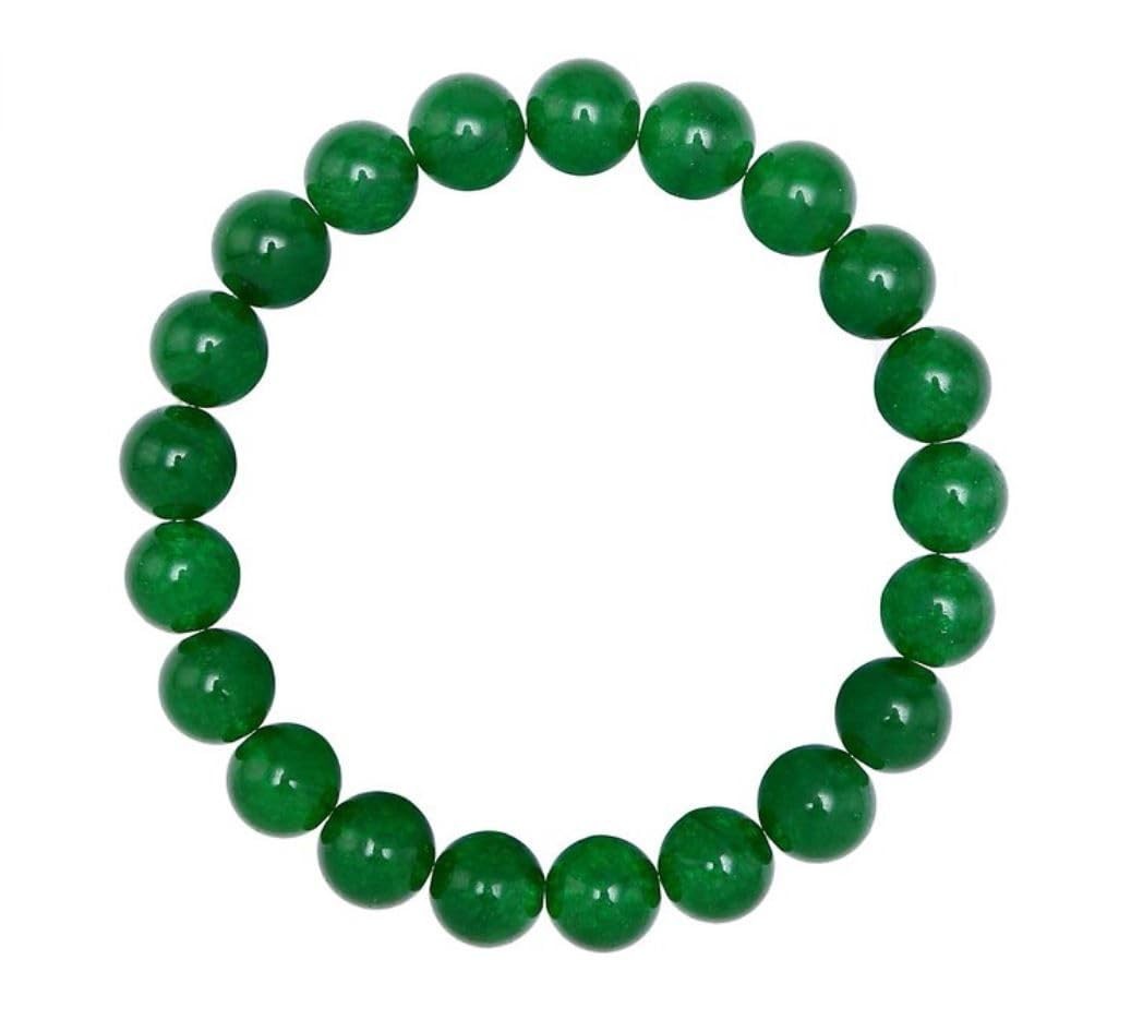 Real Natural Green Jade Gemstone Beaded Bracelet 7 inch Stretch Bracelet Chak…