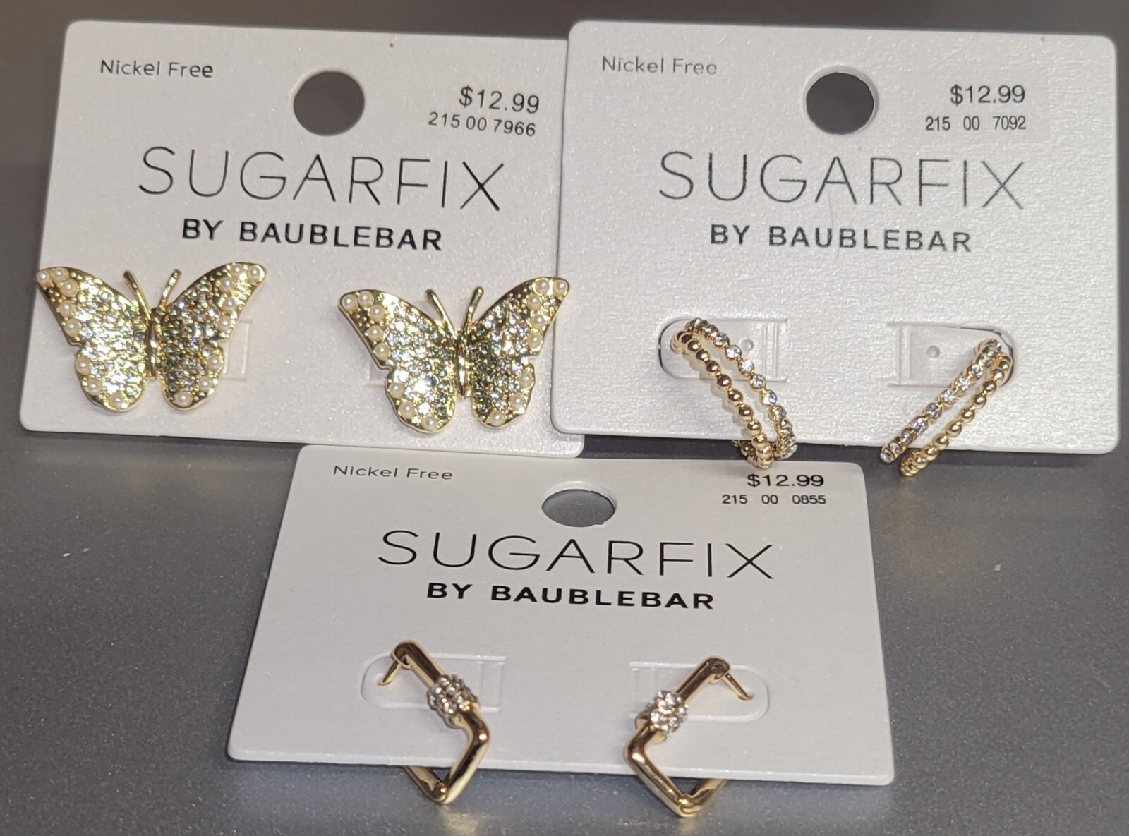 Lot Of 3 Sugar Fix By Baublebar Earrings- Pierced/Post Backing Nickel Free NEW