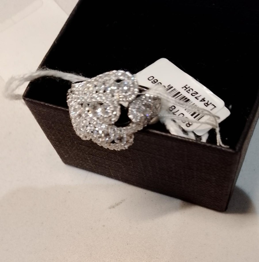 18k White Gold Diamond Ring. TDW 1.58ct. Claster Dress ring. M size. New/tag/box