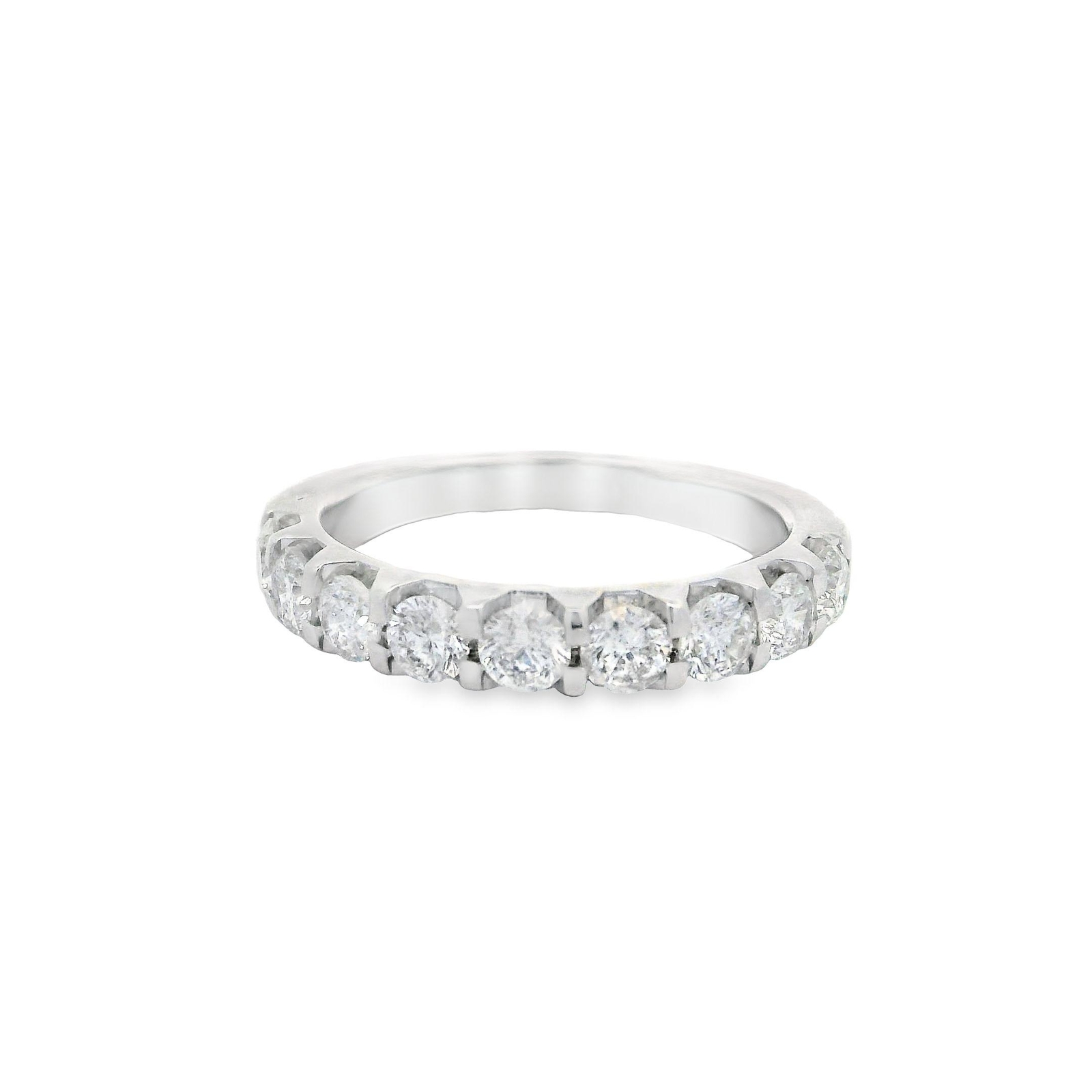 14k White Gold 0.85ctw Large Fiery White Diamond Wedding Classic Band Ring