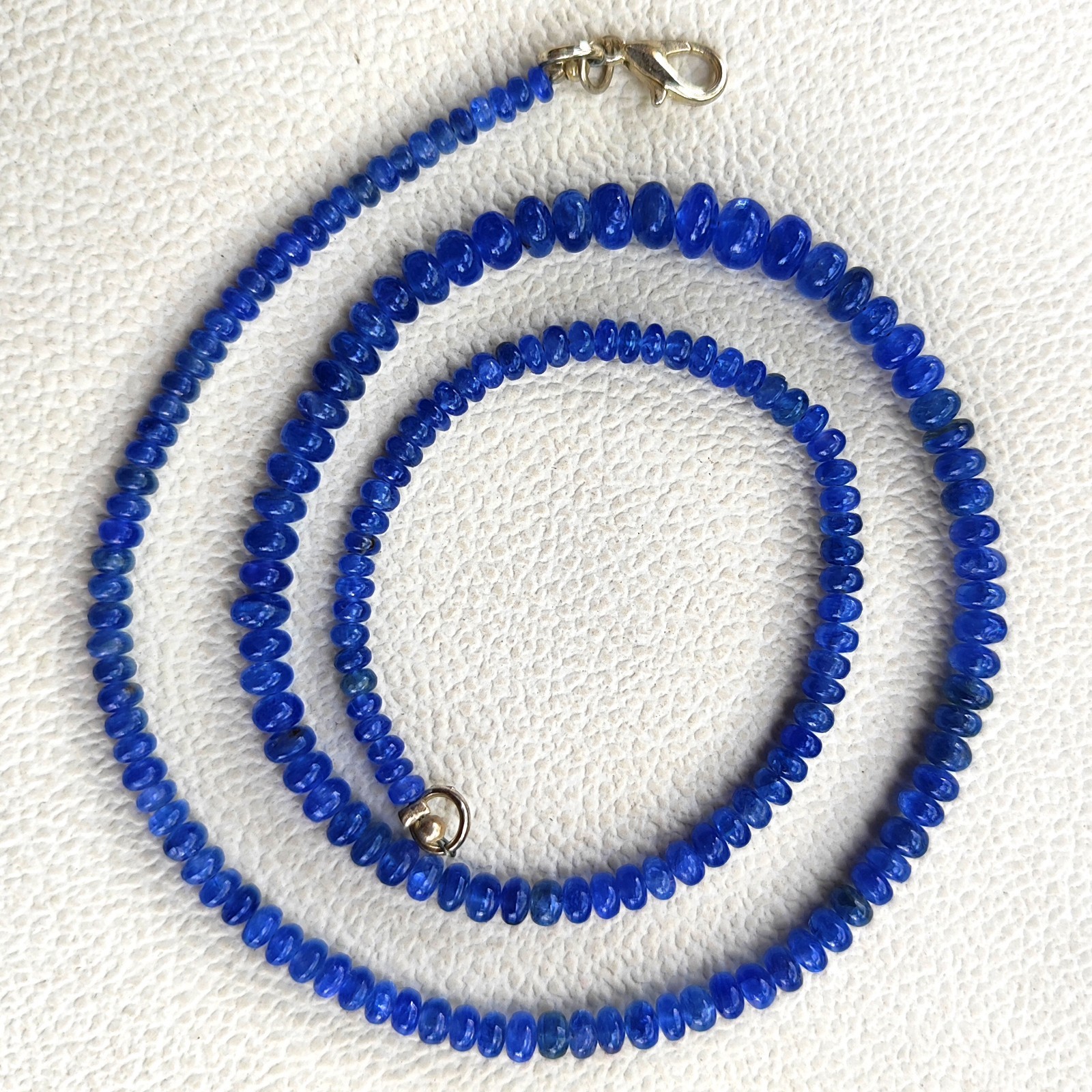 Natural Myanmar Sapphire 3-6.5mm Smooth Rondelle Beads 18″ Gemstone Necklace