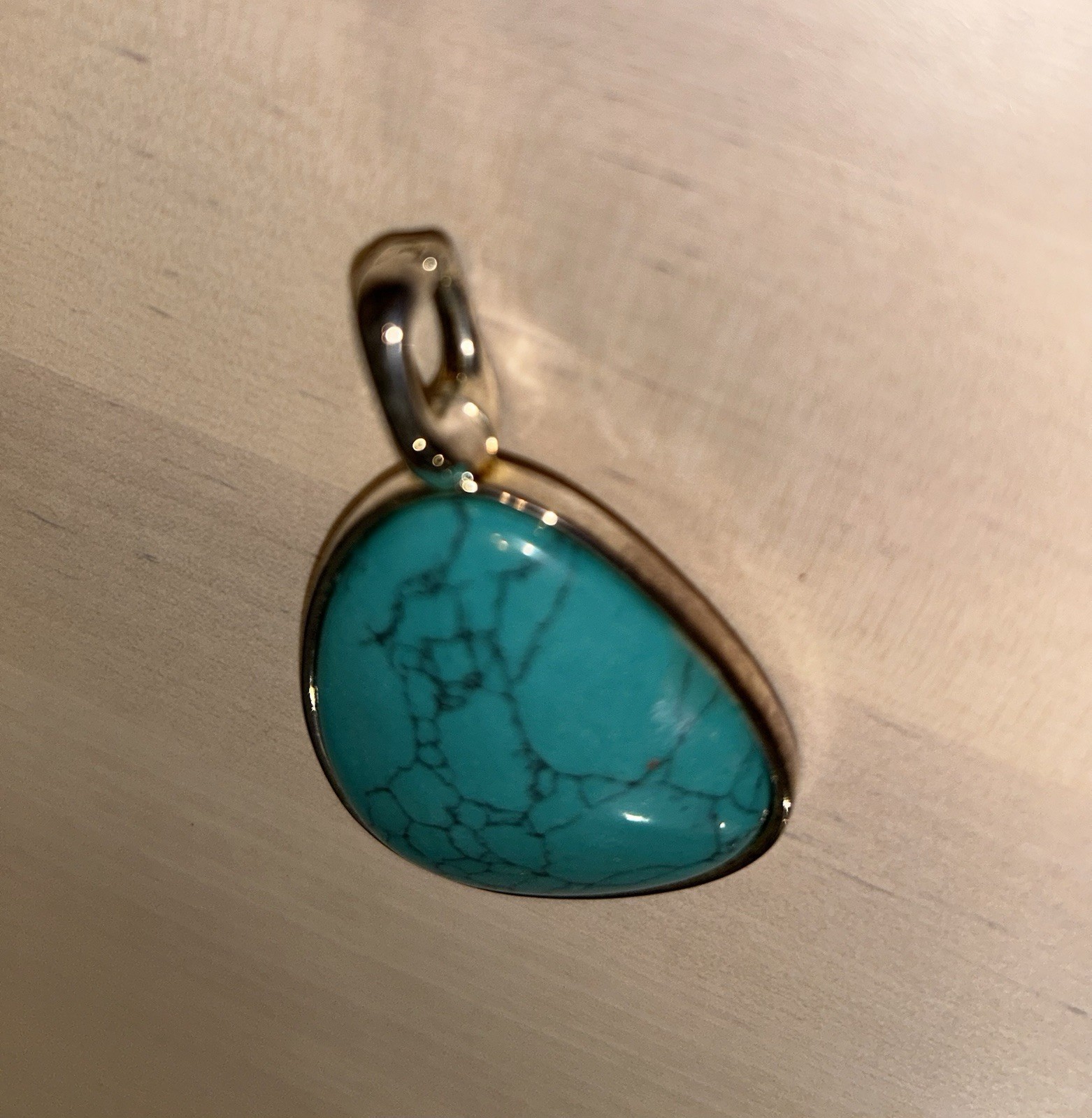 Large Turquoise Pendant Only Silver Tone (No Chain) Premiere Designs NEW NIP