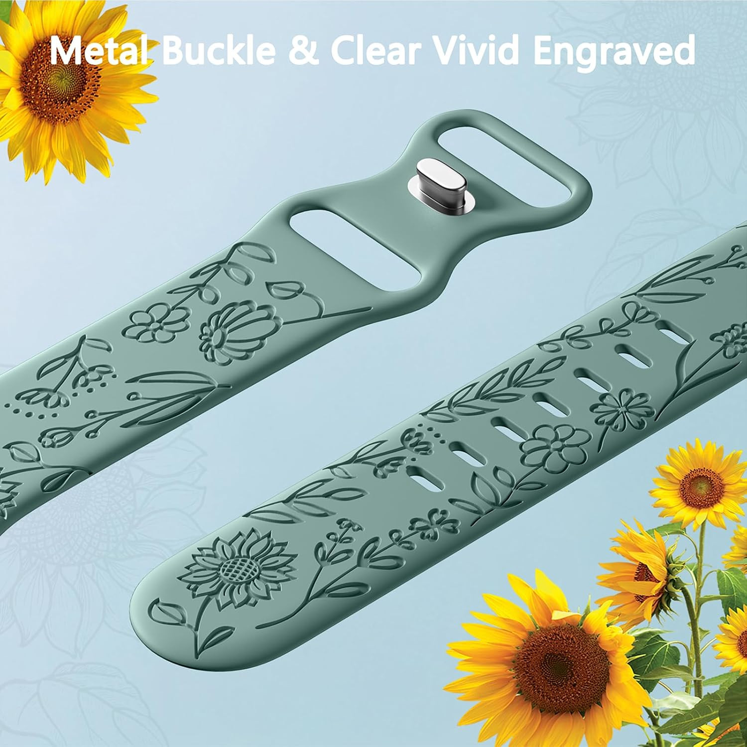 SNBLK 6 Pack Floral Engraved Bands Compatible with Apple Watch Bands 40Mm 41Mm 4