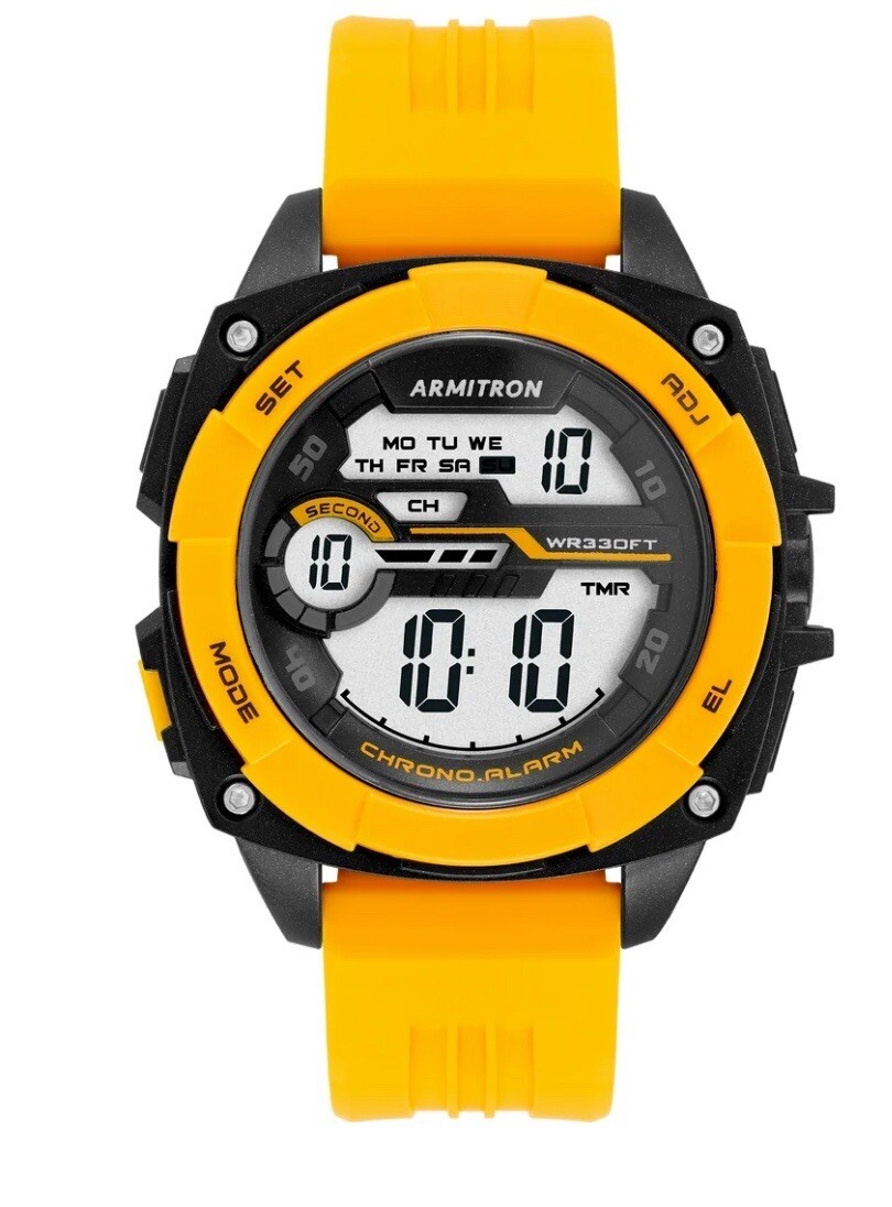 Armitron Unisex Yellow Digital Sport Watch 40/8489BYLWM Men’s Alarm Instalite