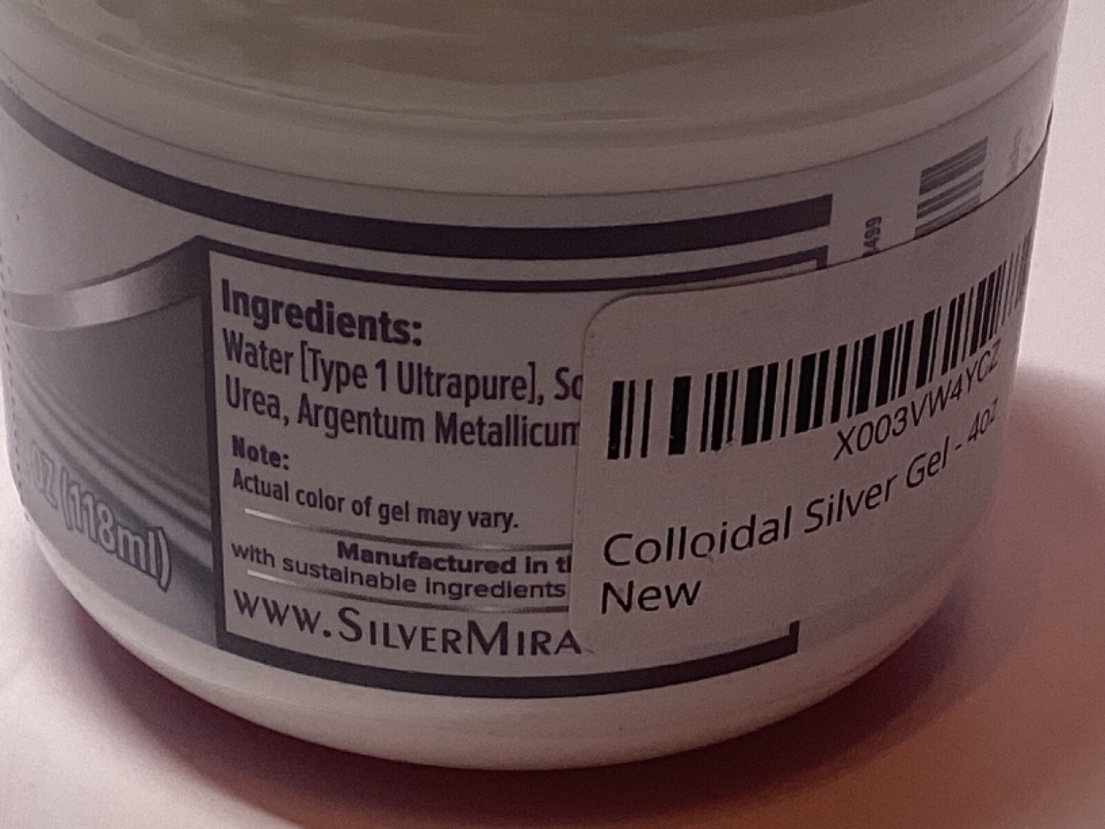 Silver miracles colloidal silver gel unscented 4 oz 75 ppm new