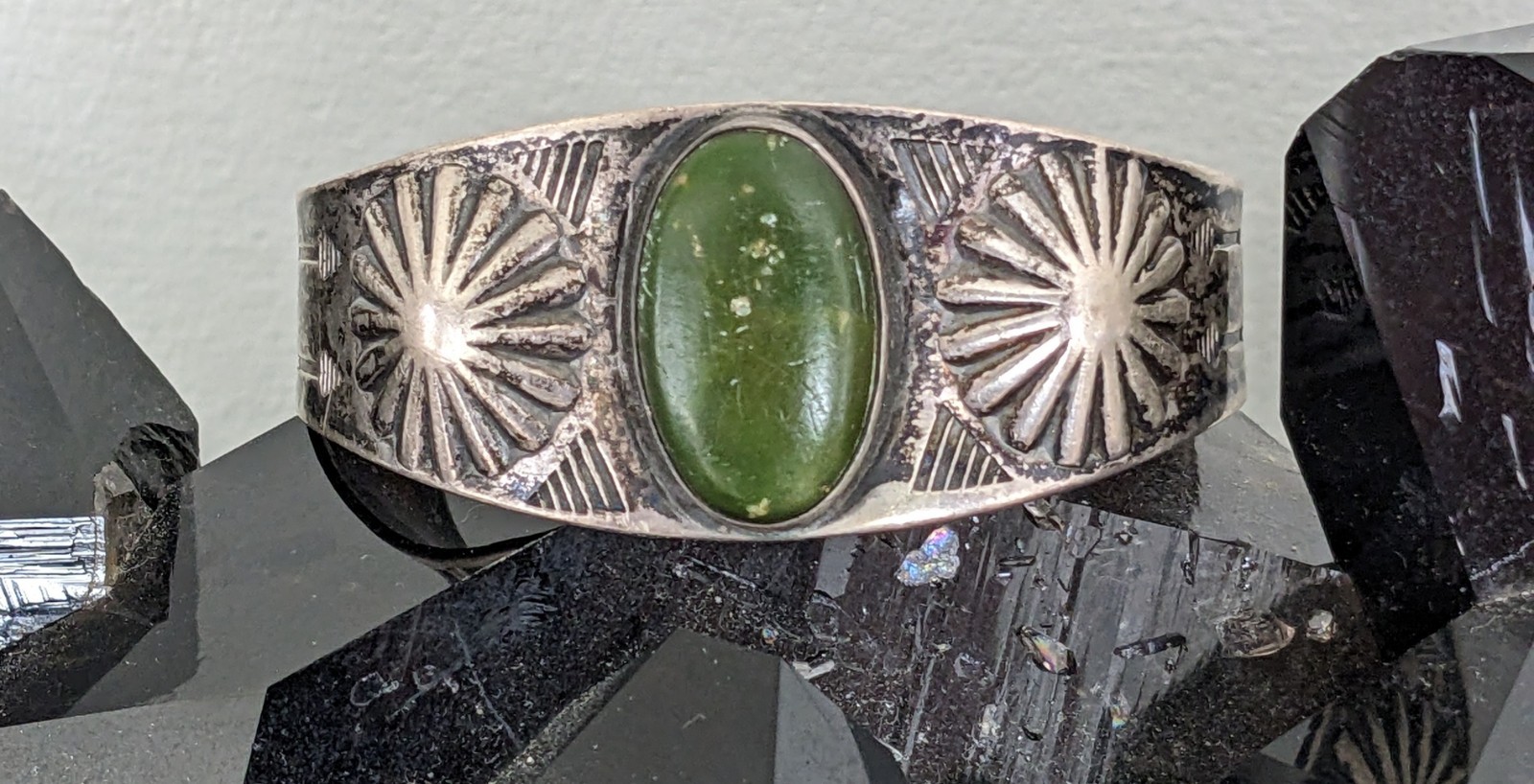 Fred Harvey Era Navajo Stamped Silver Cuff Bracelet