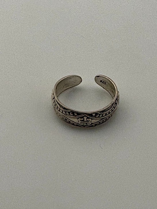 925 STERLING SILVER SOUTHWESTERN STYLE 5.4MM TOE PINKY RING SIZE 3.5 ADJUST 1419