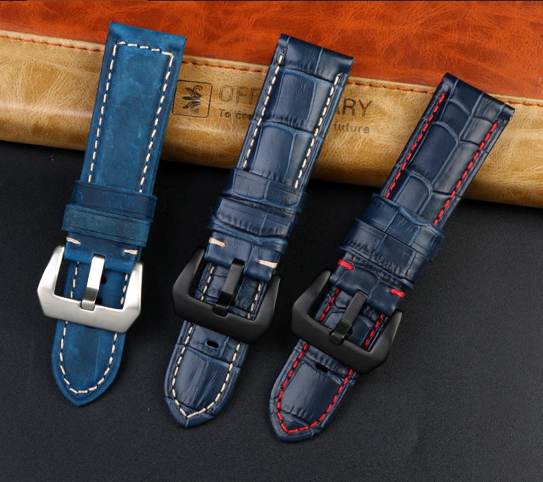 Premium Waterproof Blue Cowhide Leather Watch Band For Panerai PAM688/441/1313