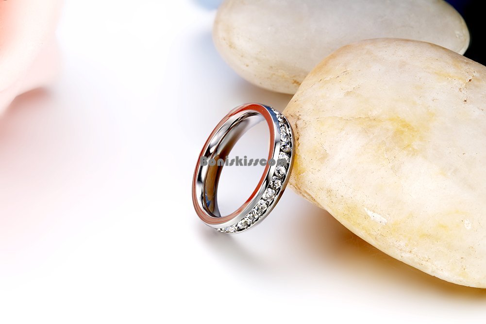 Stainless Steel Eternity Cubic Zirconia Cz Love Wedding Engagement Promise Ring
