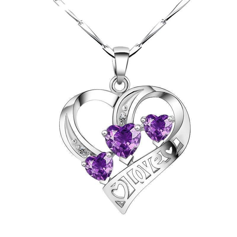 925 Silver Charm Cubic Zirconia Choker Bib Pendant Necklace 18″ Chain Gift Box