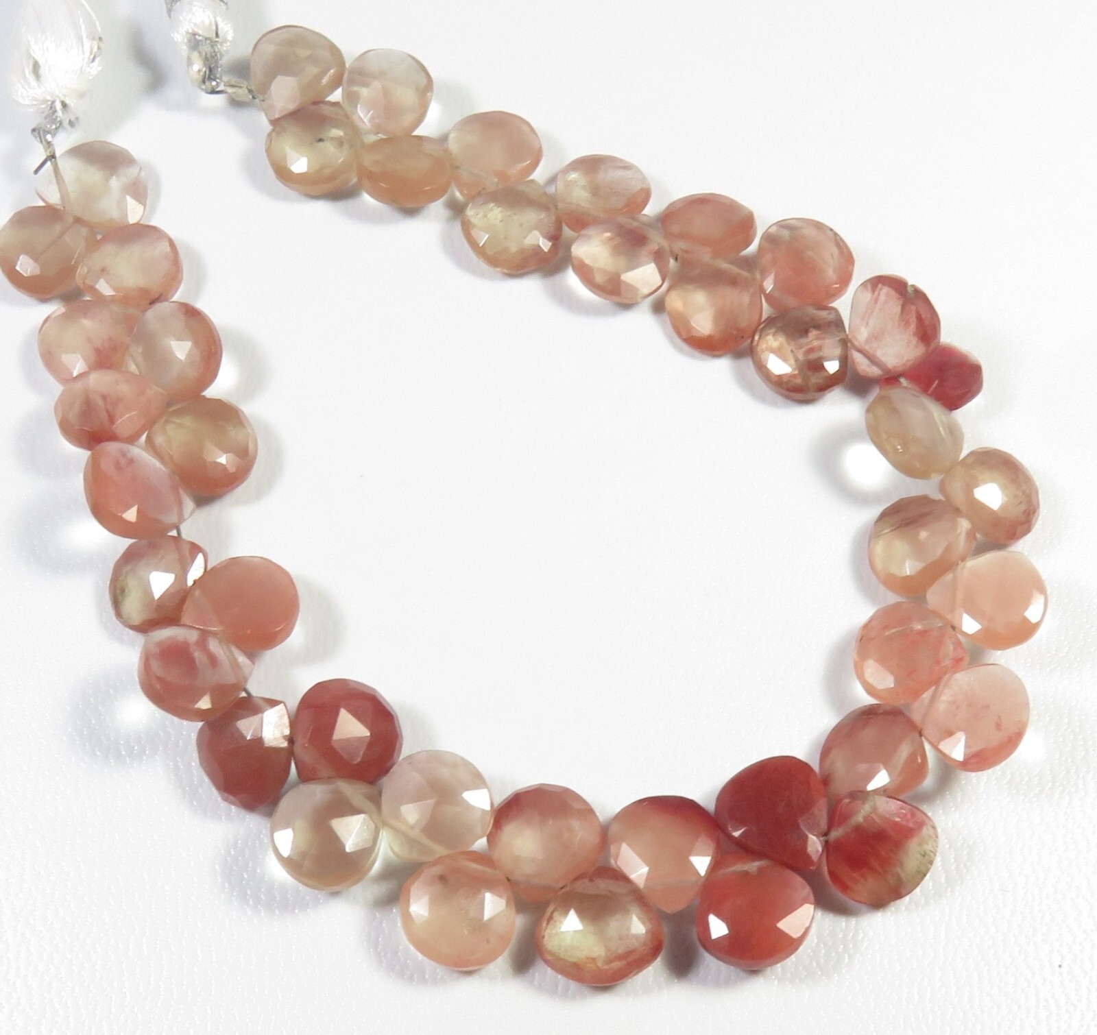 Natural Andesine Brown Red Gems Faceted Heart Beads 8-8.5mm 8″Strand GV-3374