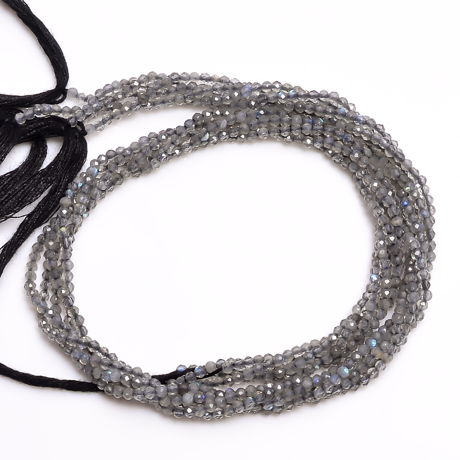 2 mm Natural Labradorite Faceted Round Rondelle Beads Jewelry 33 cm Strand EB-48