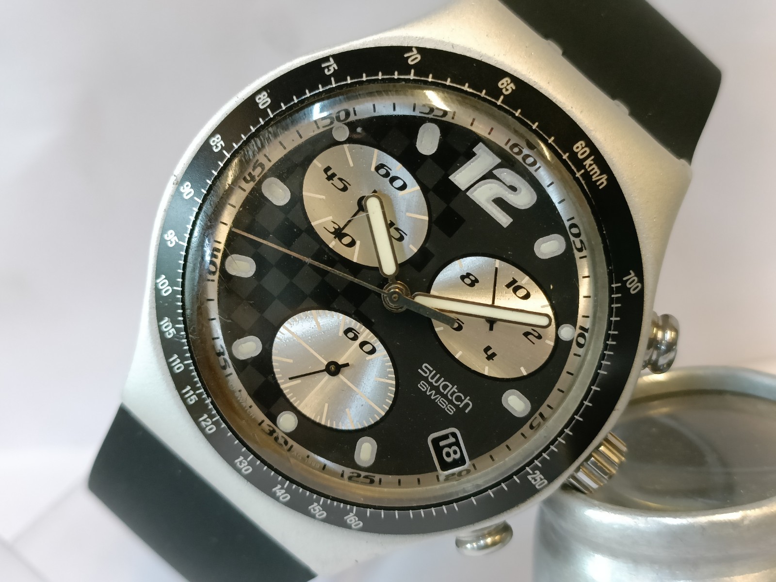 SWATCH IRONY CHRONO QUARTZ ALUMINIUM CASE AG-1999 SWISS MEN’S WORKING CONDITION