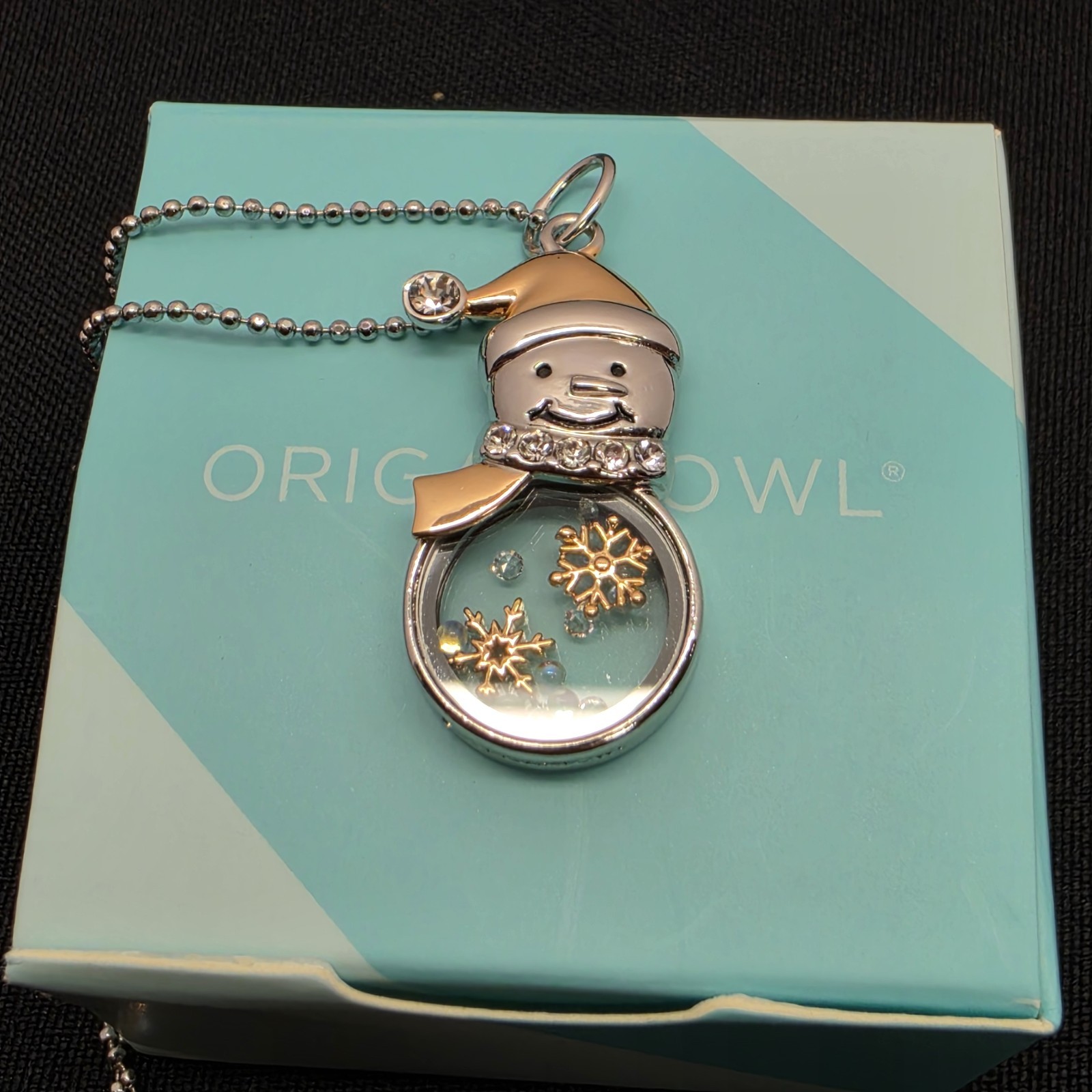 Origami Owl Silver & Rose Gold Snowman CAPSULE Locket Pendant Necklace