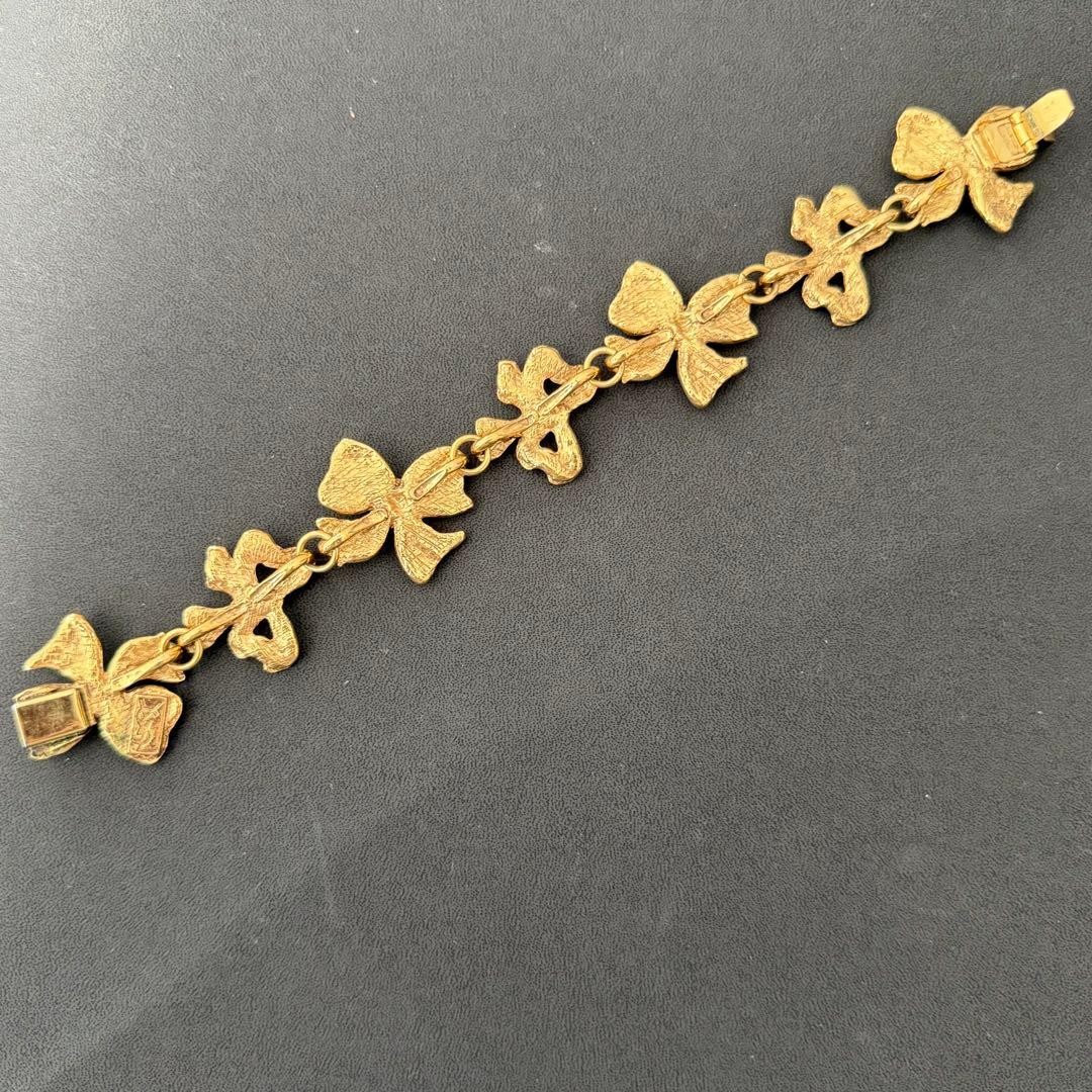 Yves Saint Laurent Vintage Ribbon Motif Bracelet Yellow Gold Women’s Jewelry JPN