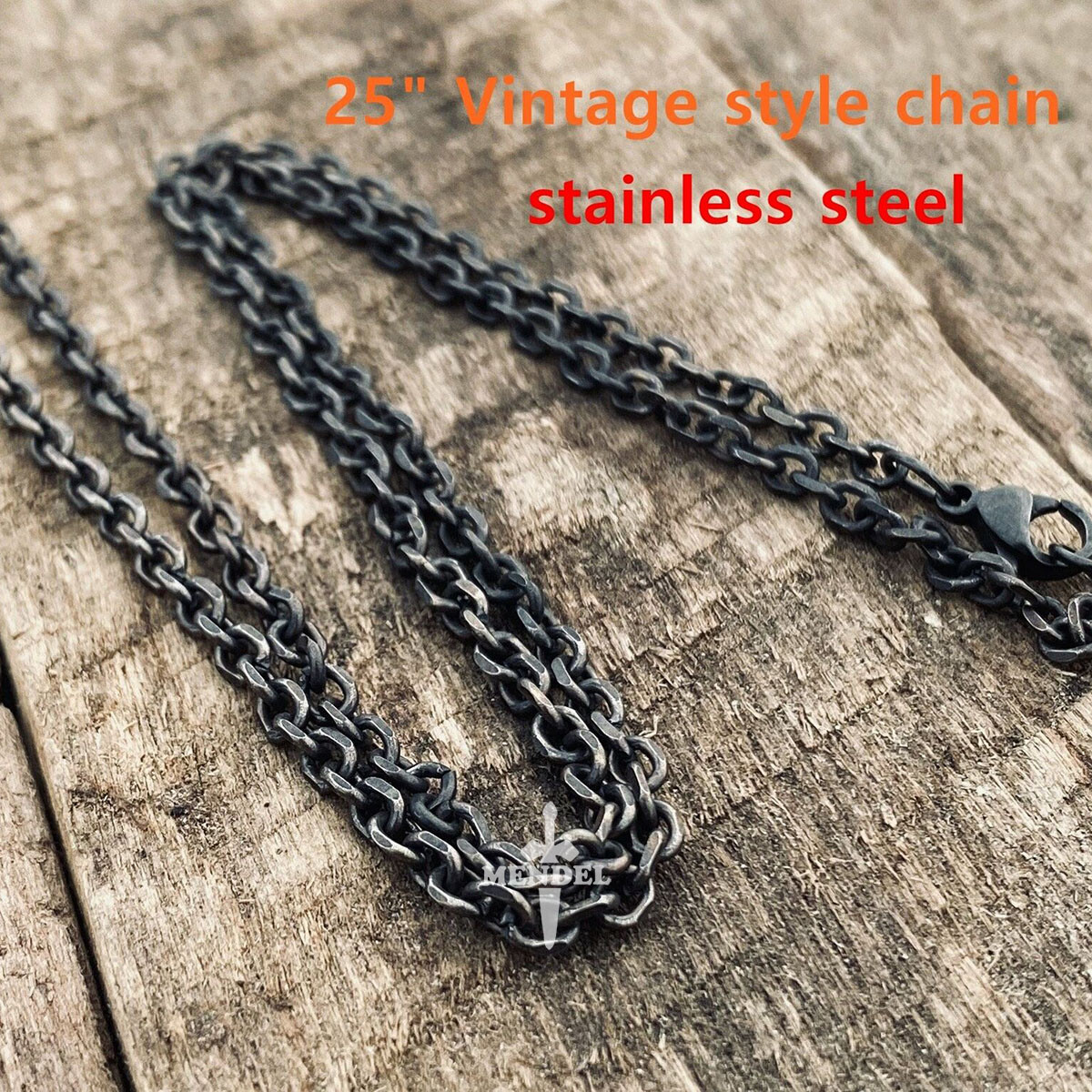 MENDEL Mens Stainless Steel Heavy Wolf Dragon Skull Pendant Necklace Vintage Men