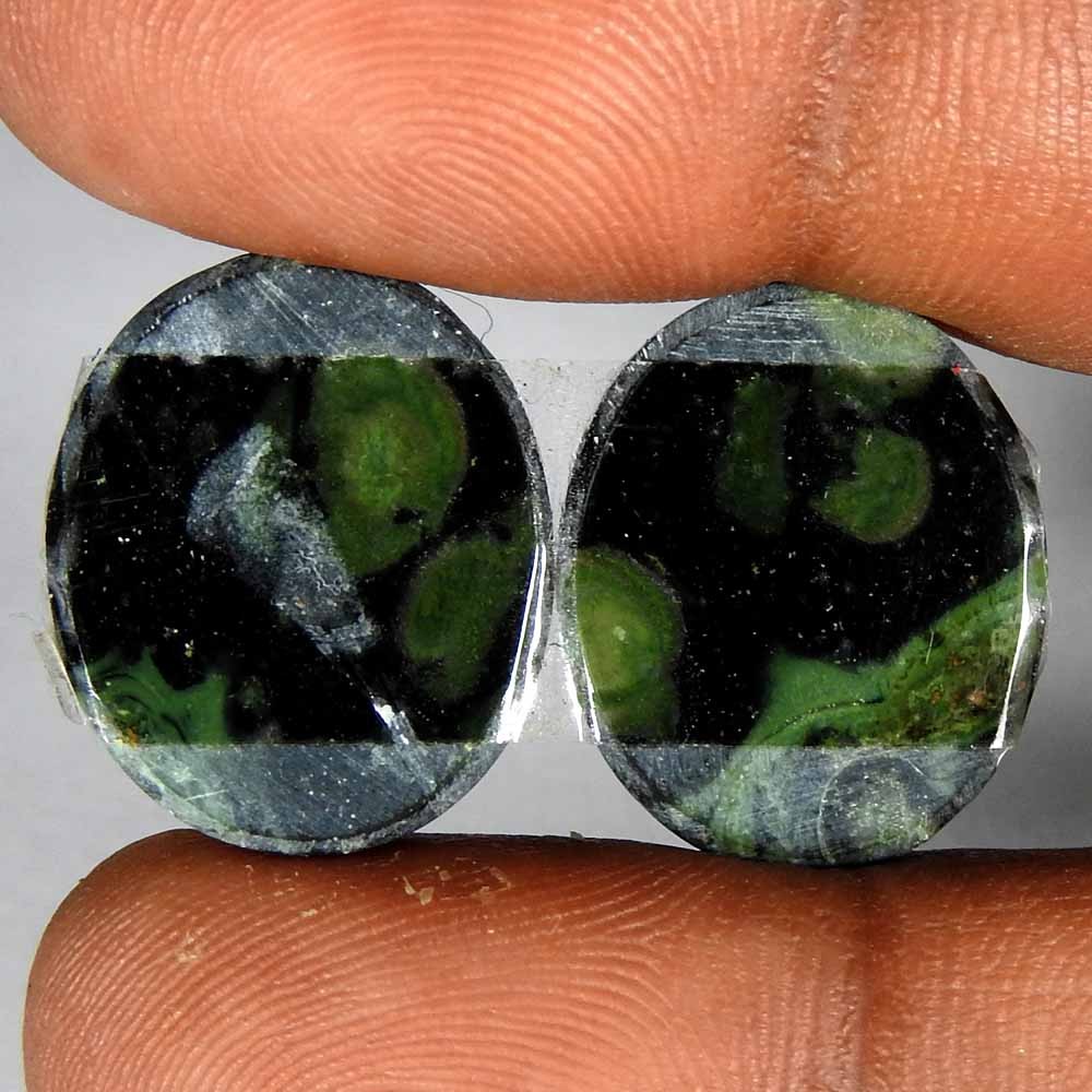 18.45CtsNatural Green Kambaba Jasper Oval Pair Cabochon(19x15x3)Gemstone