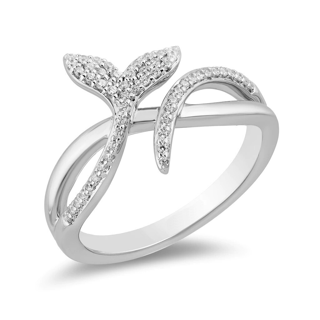 0.27Ct White Round Cut CZ Whale Fin Inspired Women’s Ring In 925 Sterling Silver