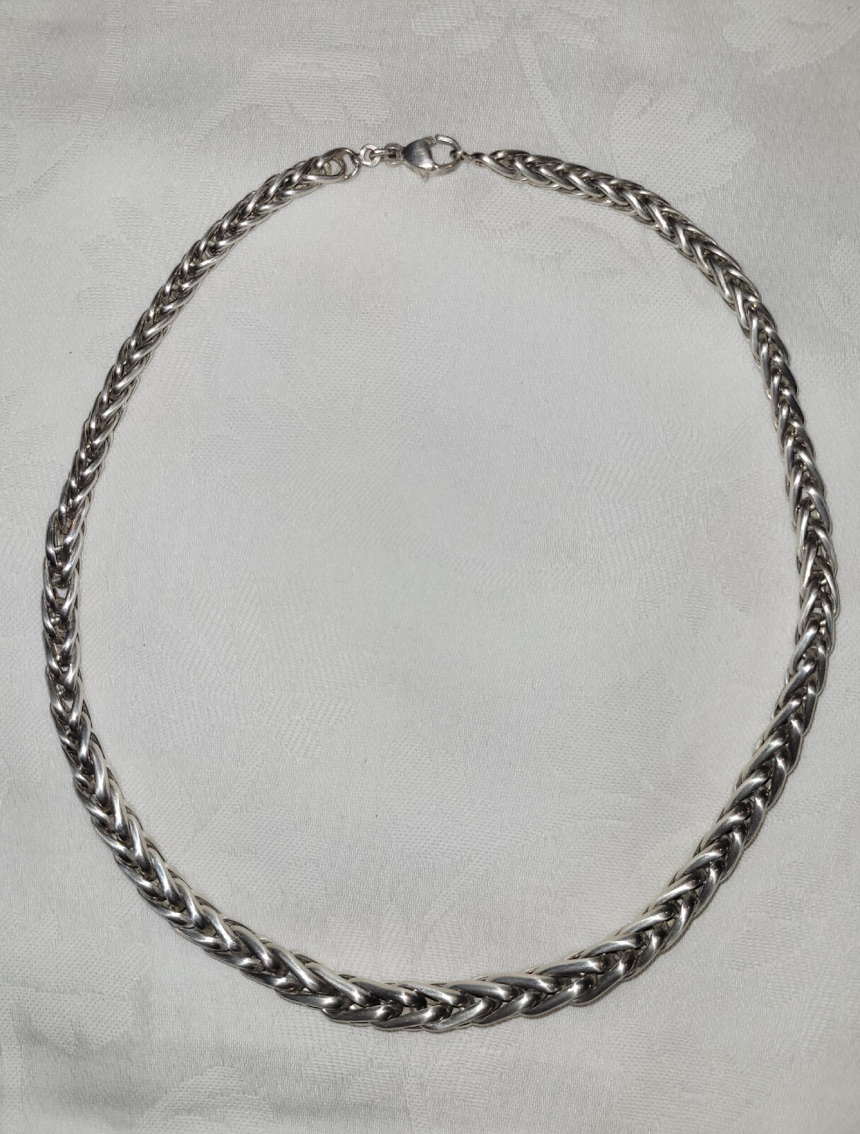 05J24 WOMEN’S PALM MESH 925 SOLID SILVER CHOKER CHAIN NECKLACE 69G