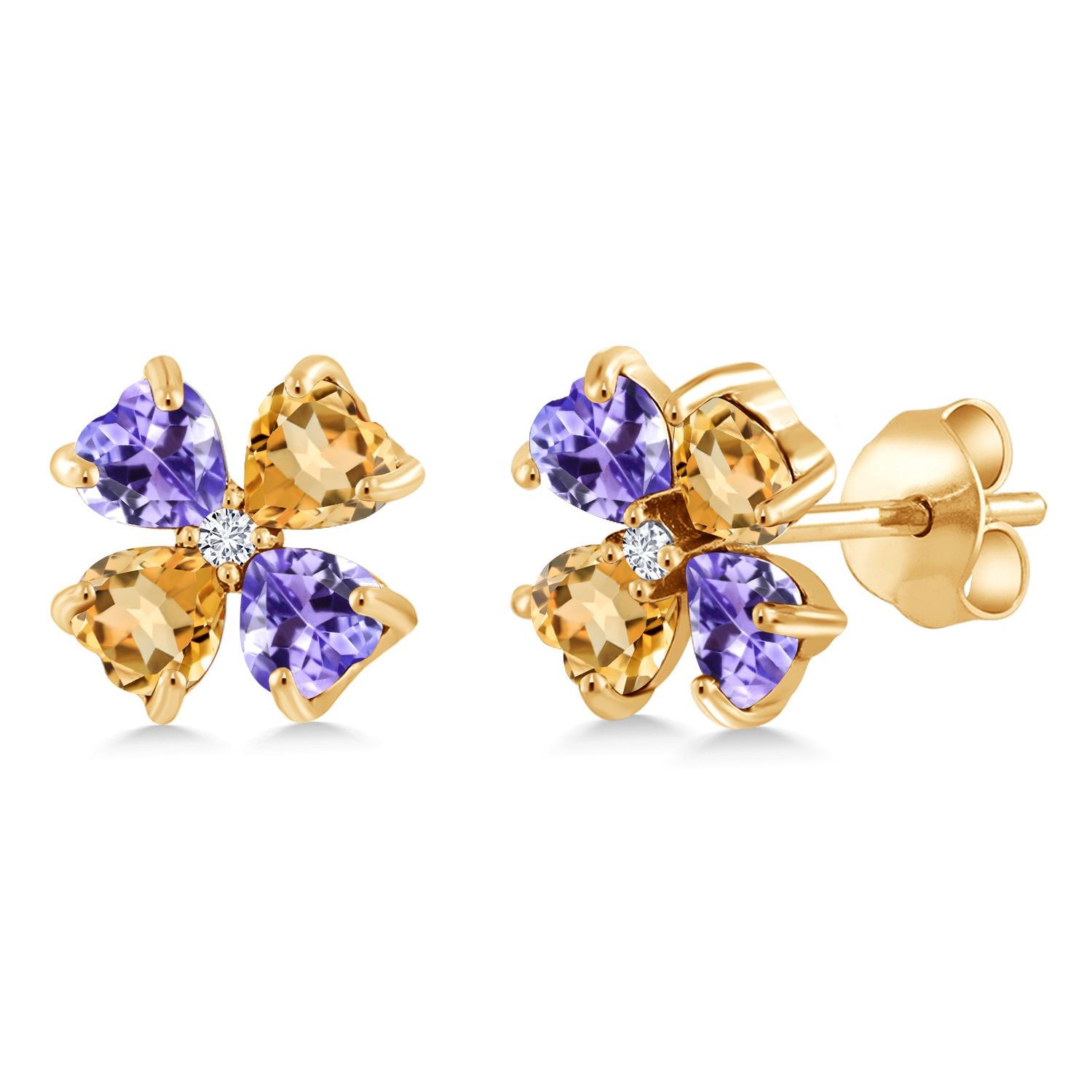 1.83 Ct Tanzanite Citrine 18K Yellow Gold Plated Silver Lab Grown Diamond