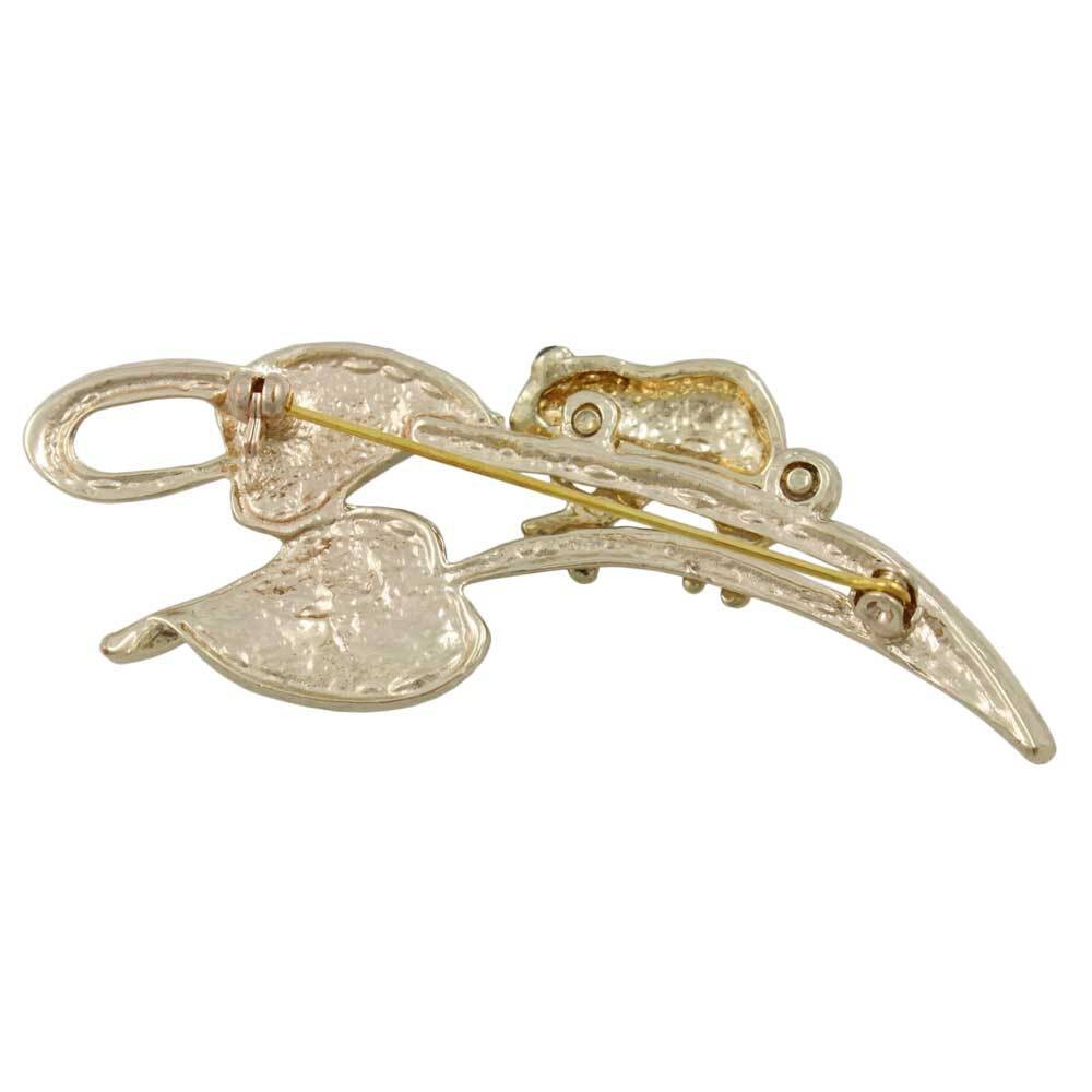 Green Enamel Frog with Ladybug on Leaf Brooch Pin – PRA822D