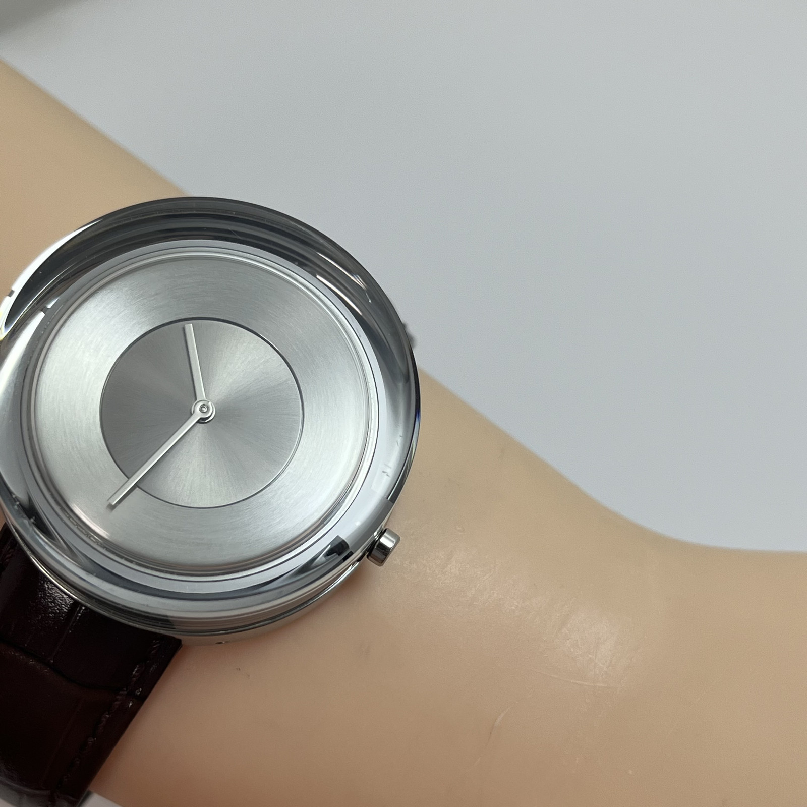 Seiko Issey Miyake Glass Watch NYAH001 TOKUJIN YOSHIOKA Qz Leather w/Box #B888