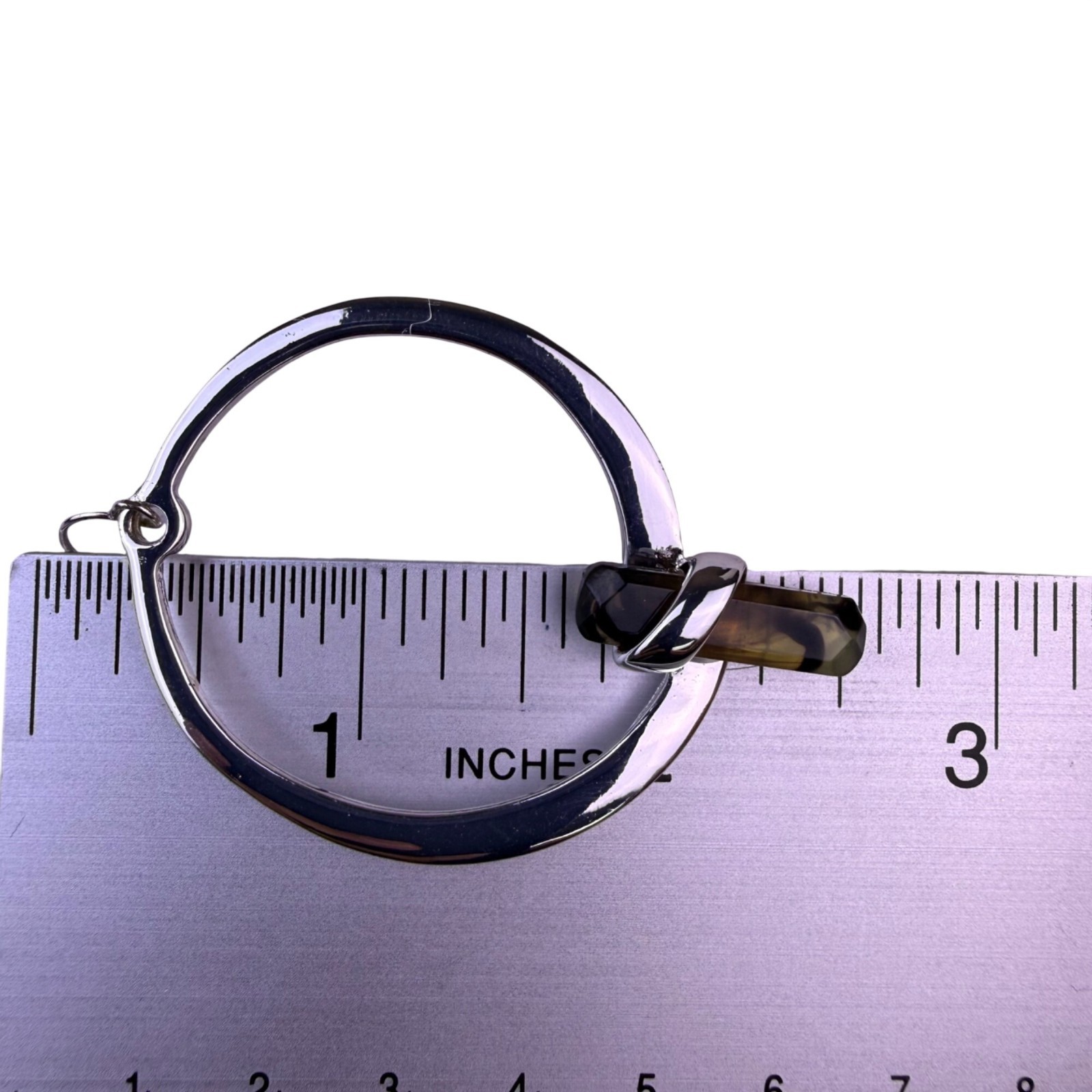 Robert Lee Morris Silver Tone Amethyst Drop Hoop Earrings Polished Finish RLM