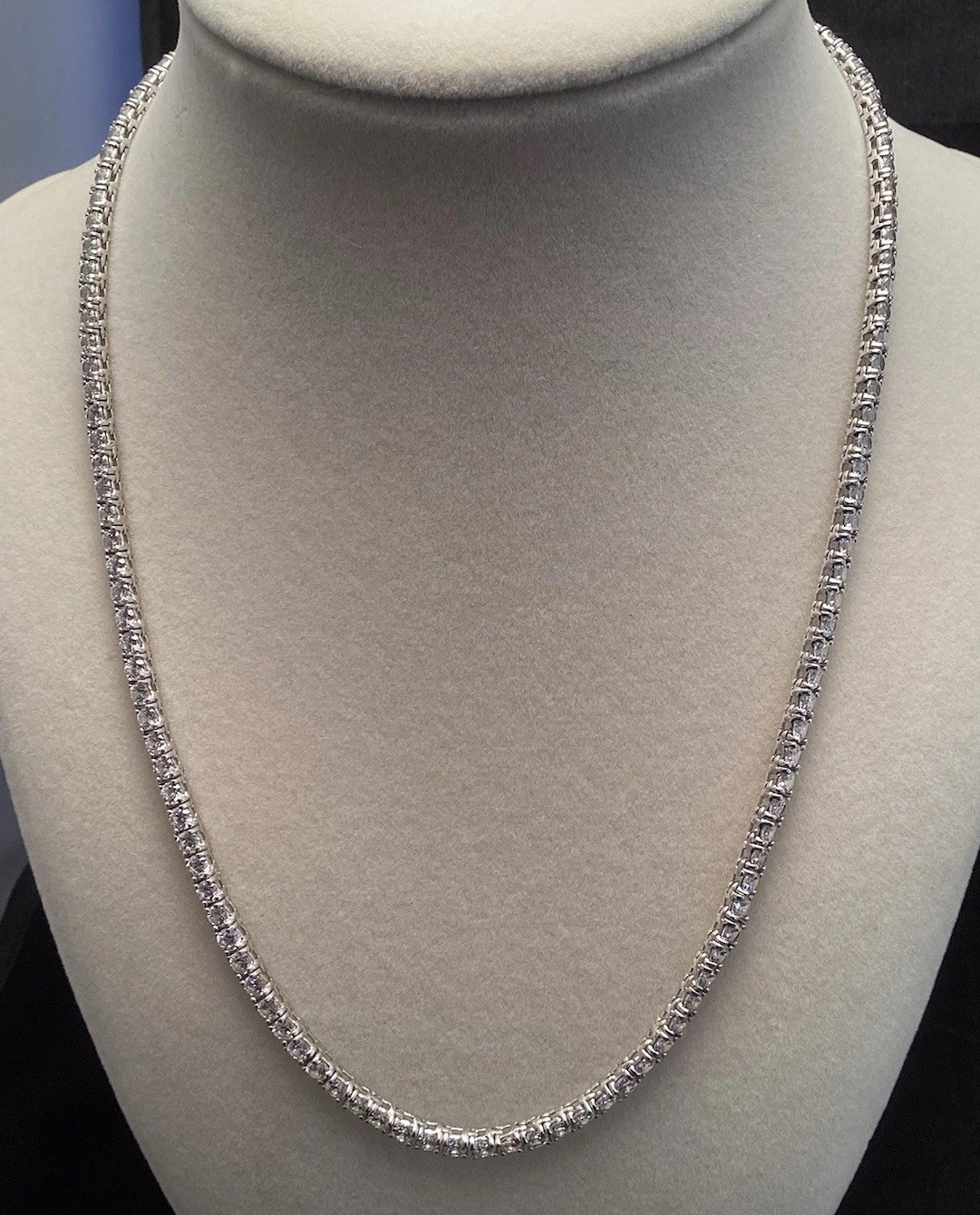 Sterling Silver Fusion Creations TENNIS Necklace 18” Cubic Zirconia 3mm Necklace