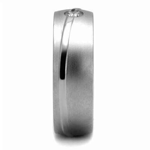 Men’S Stainless Steel AAA Grade CZ Clear Ring Band 8 9 10 11 12 13 Tk2931