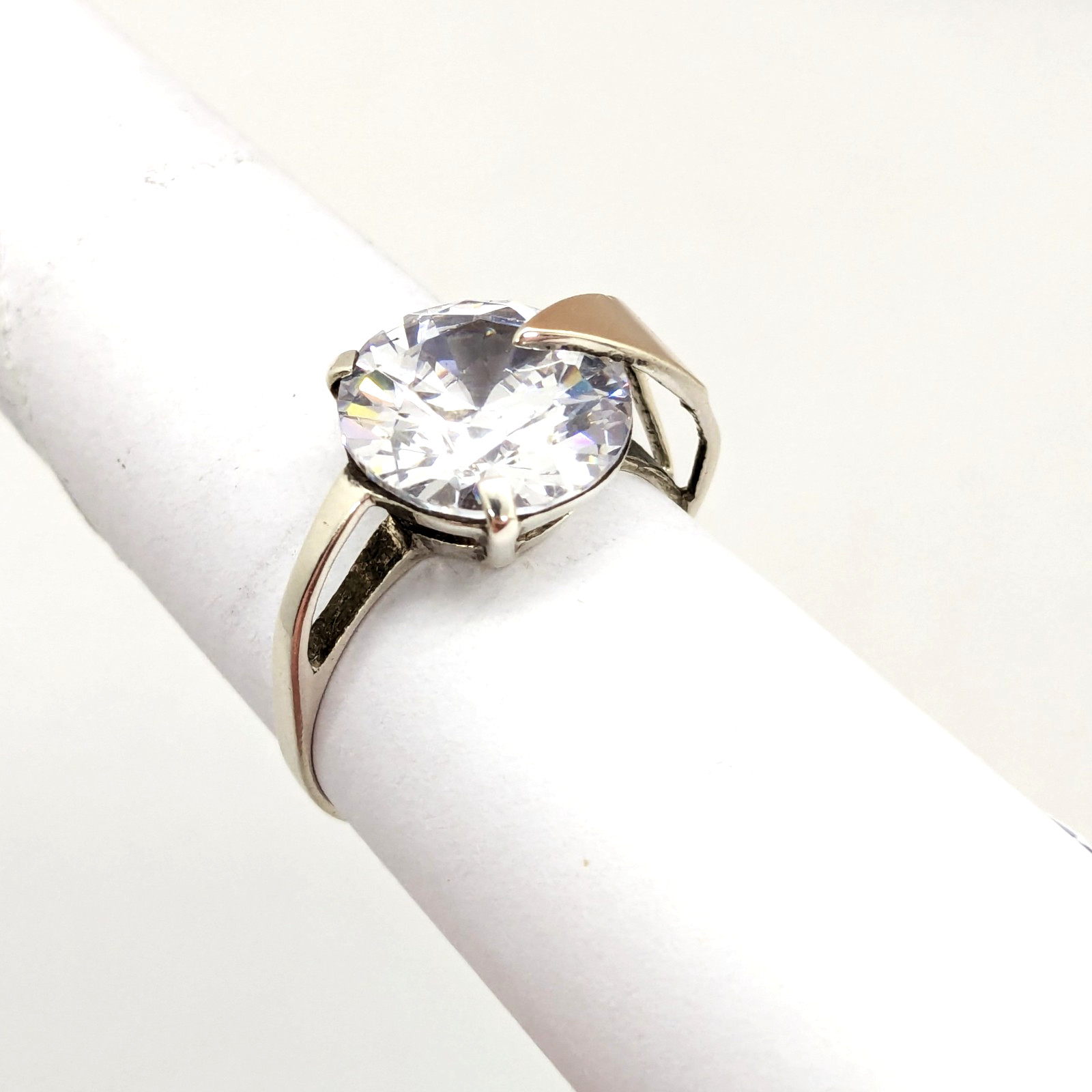 Vintage Luxury RING Silver 925 with Gold Inlay 375 and Stone -size: 10US | #76