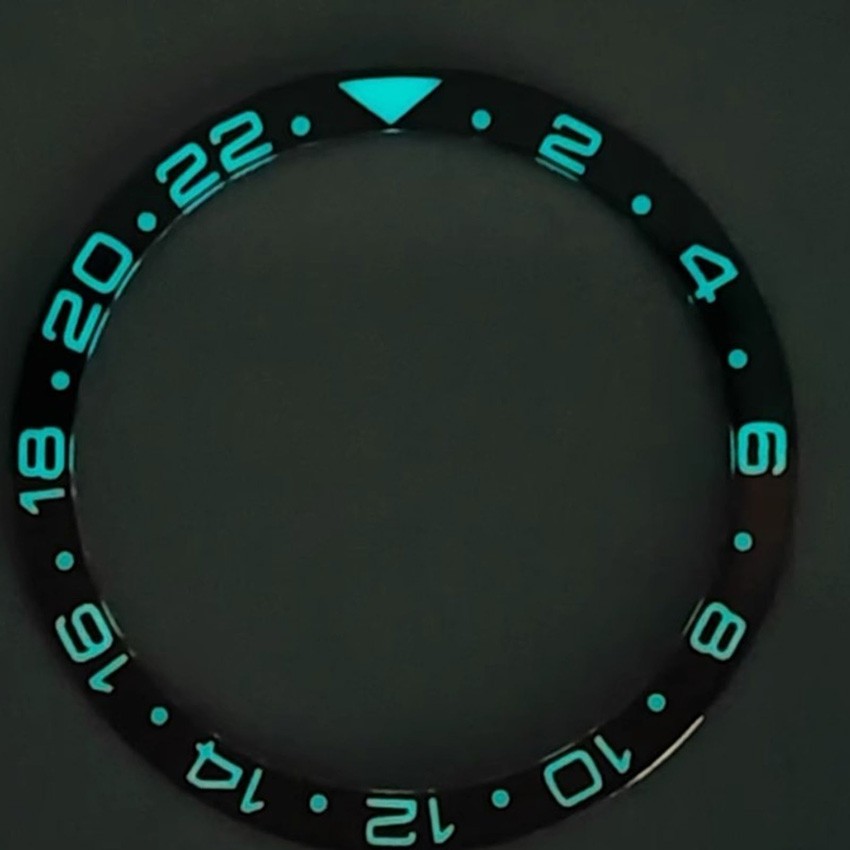Sapphire Glass Flat Bezel Blue Luminous Watch Bezel Ring O.D. 38mm I.D. 31.5mm