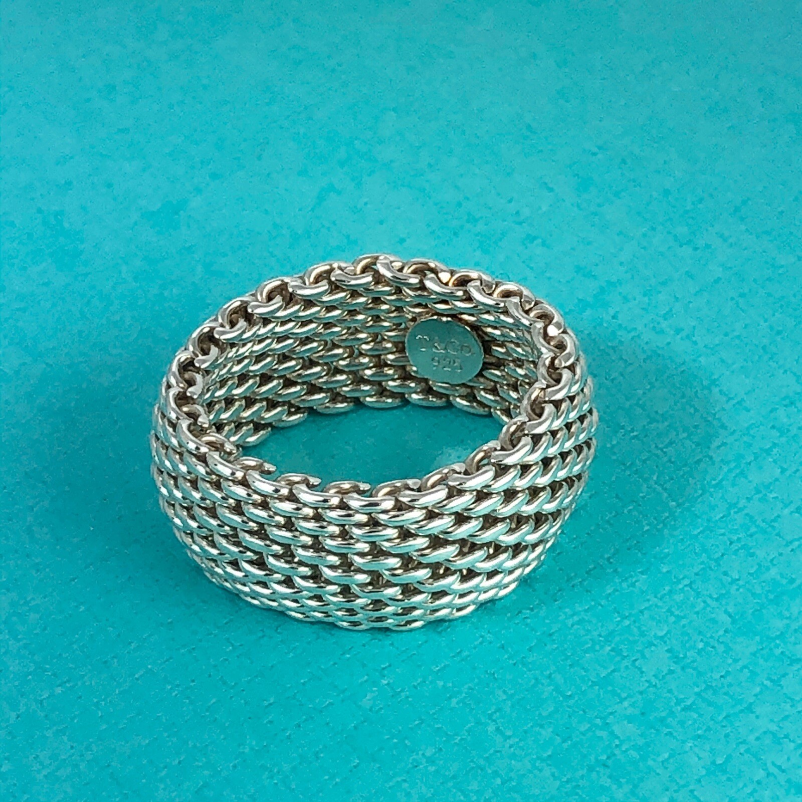 Size 4.5 Tiffany & CoSomerset Mesh Weave Flexible Dome Ring in Sterling Silver