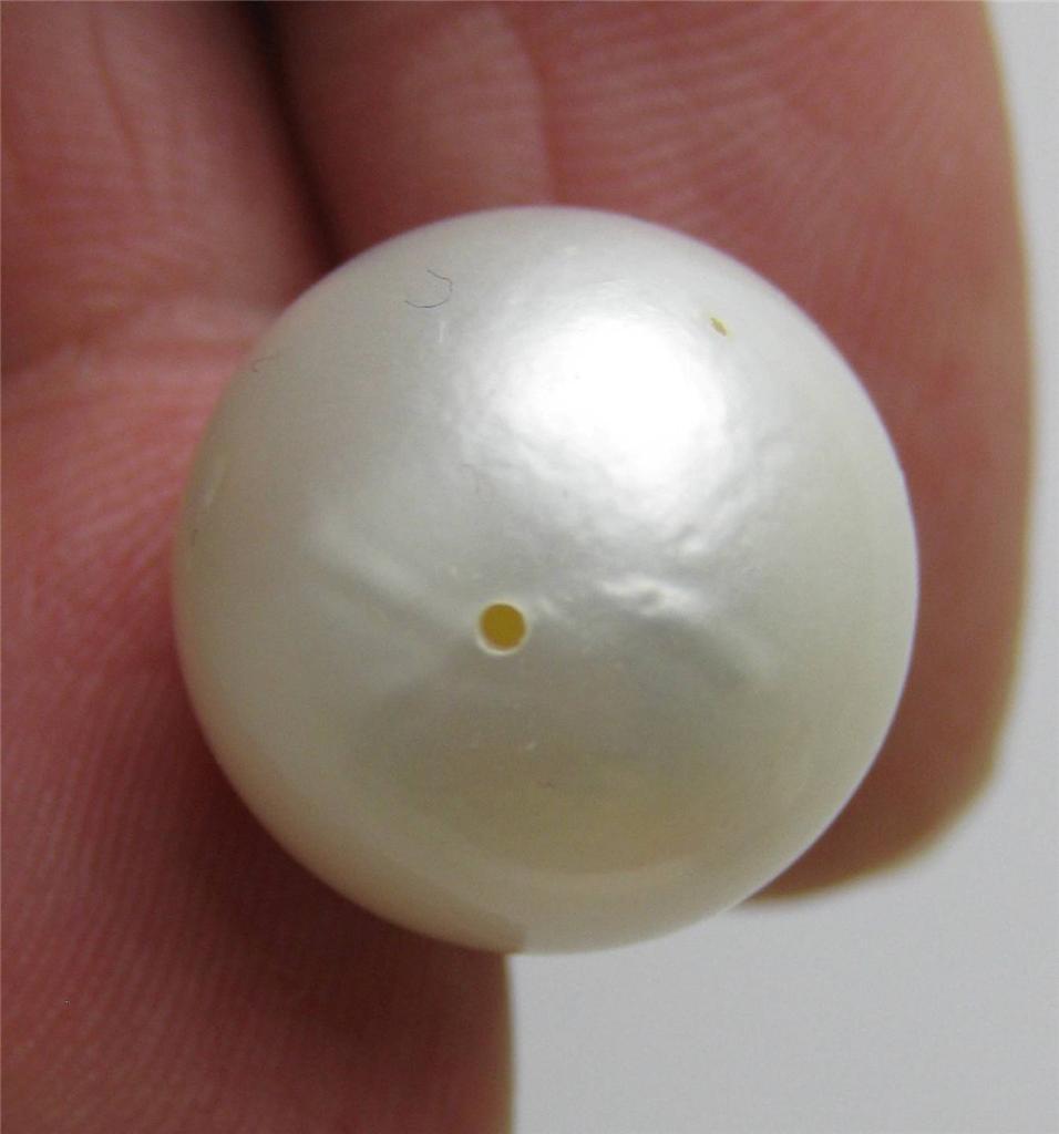 Genuine Huge 14.2mm Fully Drilled Round White South Sea Loose Pearl – ls165