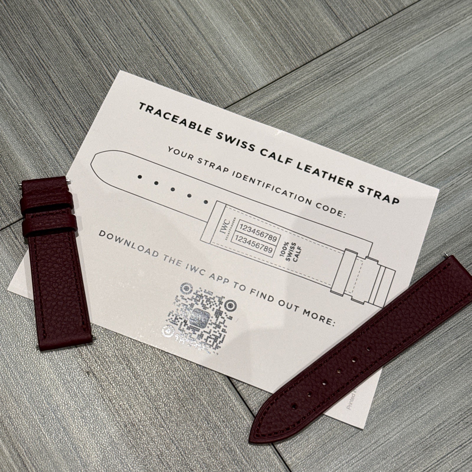 Authentic IWC Quick Release 20mm x 18mm Burgundy Swiss Calf Leather Watch Strap
