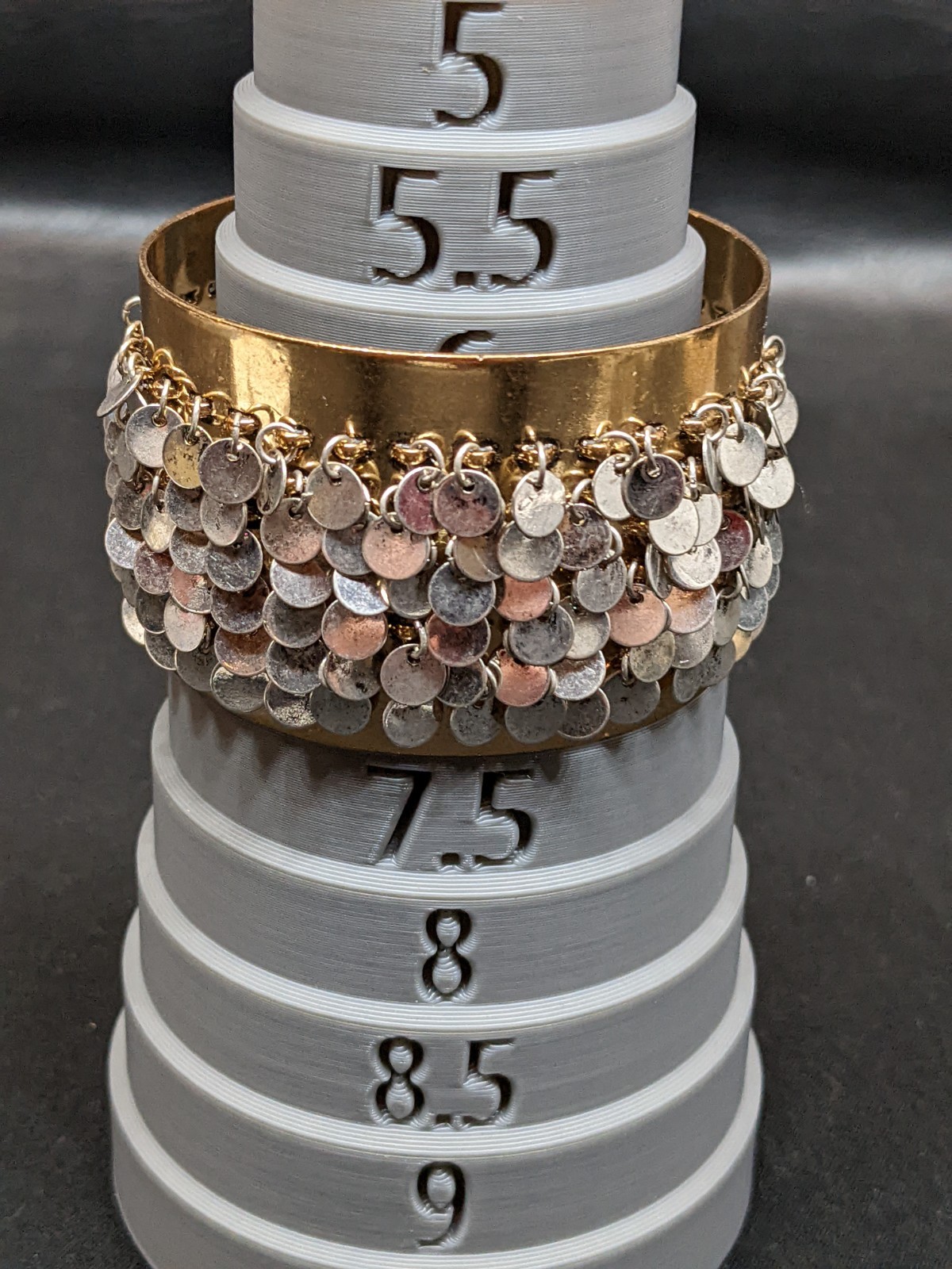 Zara Gold & Silver Tone Wide Cuff Bracelet Silver Disc Fringe Statement 7.0″ New