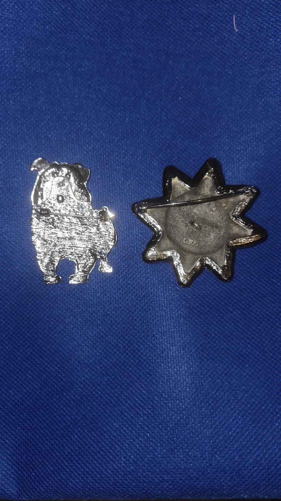 TWO BROOCHES! SUN IS JJ JONETTE; BULLDOG IS UNKNOWN BRAND. ONE LOW PRICE!