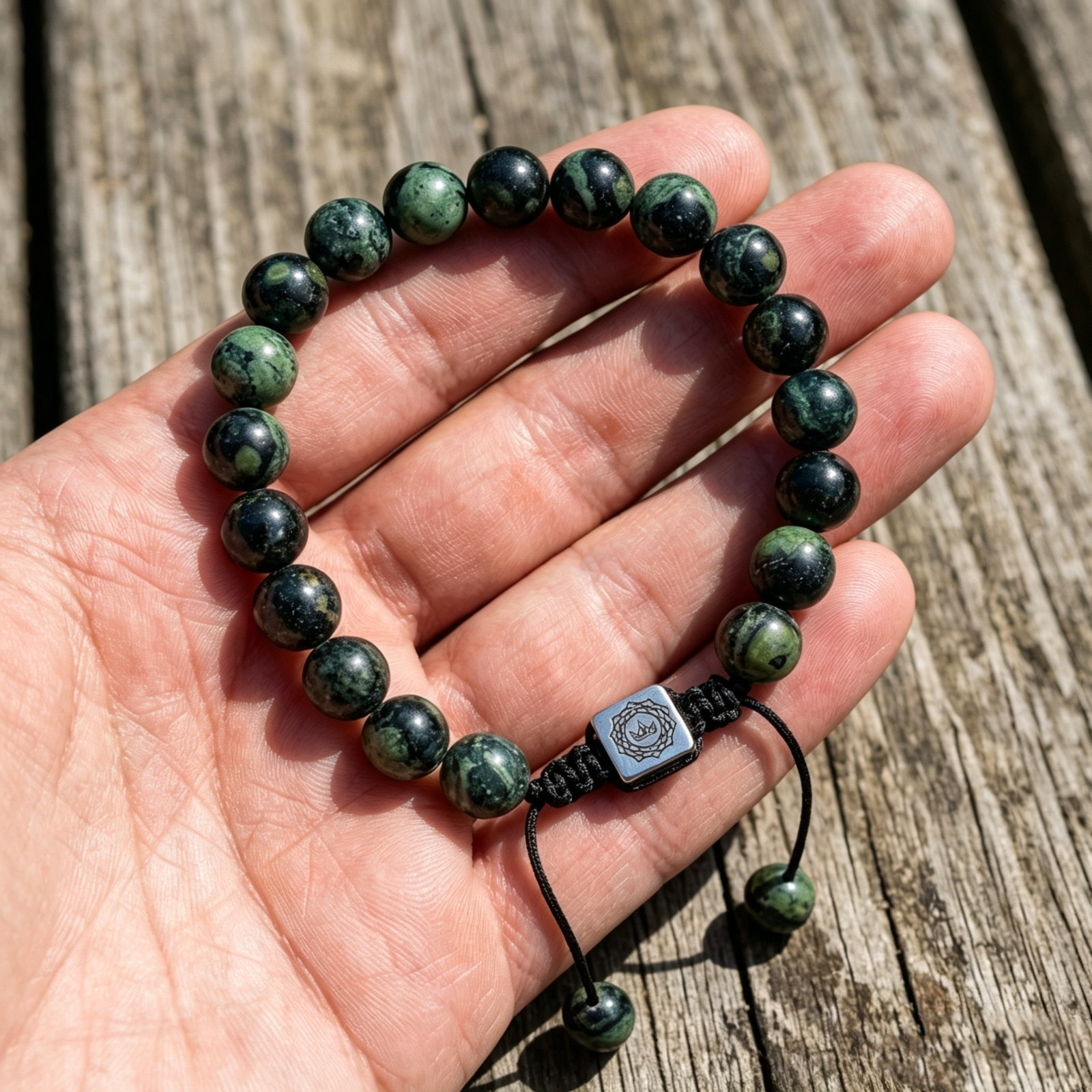 Kambaba Jasper Bracelet for Men – 7.5″ 8mm Calming Protection Jewelry