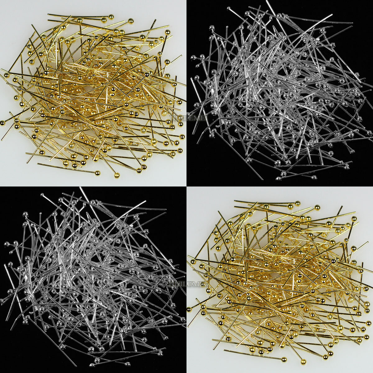 1000pcs/lot Silver/Gold Plated Copper Ball Head Pins Findings 18/20/22/25/30mm