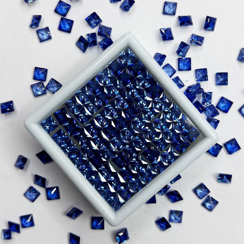 12.00 Ct Square Cut Natural Blue Sapphire Certified Loose Gemstone 5×5 mm Lot