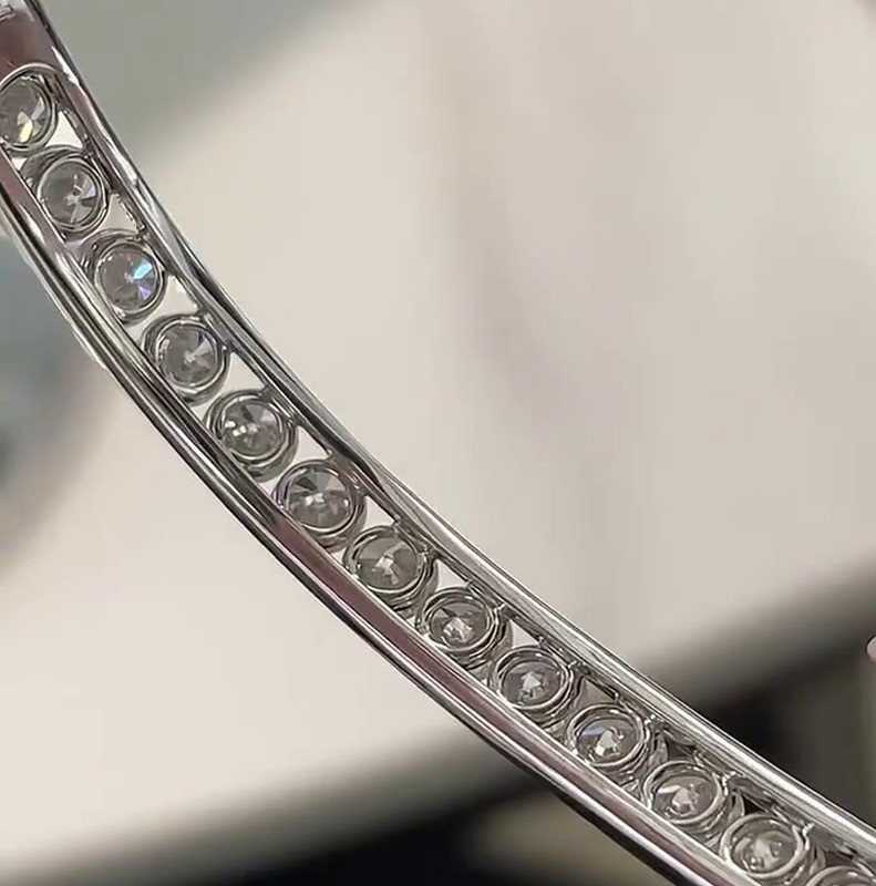 1.90 Ctw Round Cut Moissanite Bracelet Bangle Channel Set 14K White Gold Plated