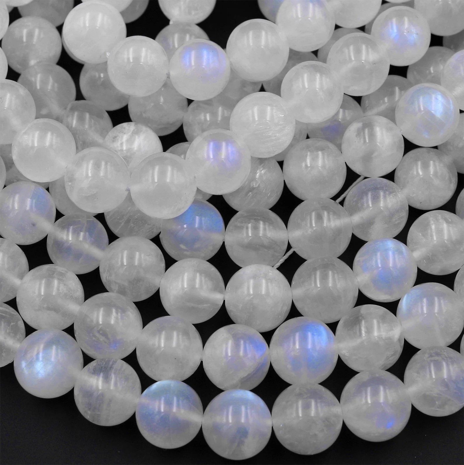 Natural AAA White Rainbow Moonstone Genuine Beads 6MM 8MM 10MM Bulk Lot Options