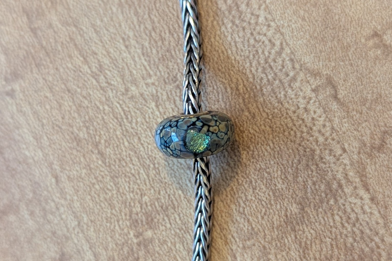 Authentic Retired TrollBeads Black Flower Mosaic