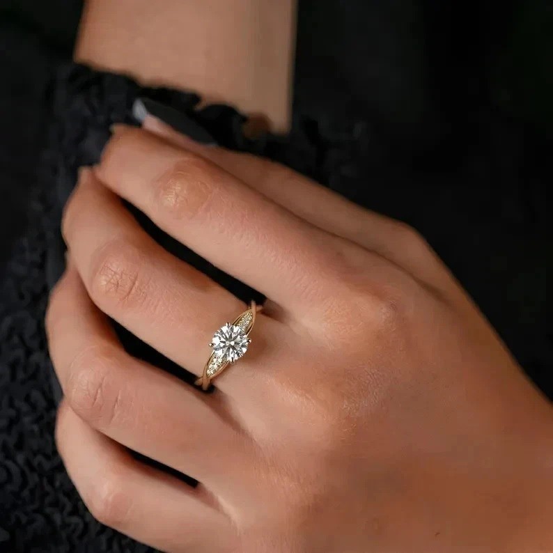 2.80CT Lab Grown Round Diamond Wedding Ring 14K Yellow Gold Valentine Gift