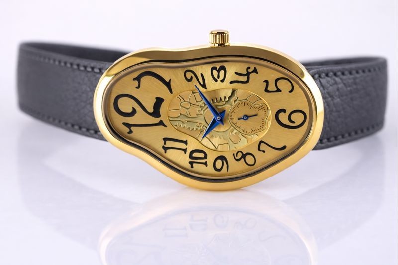 Men’s Abstract Melting Watch Asymmetric Wavy Fused Twisted Watch with Subdial