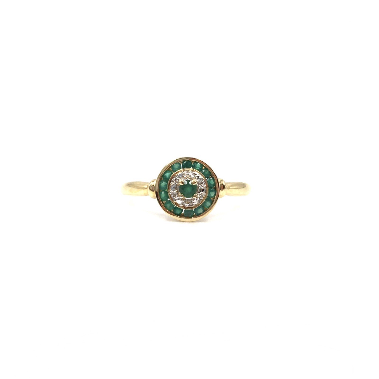 18ct yellow gold ring emerald in the style of Art Deco 750 gold jewelry 19.1mm/60