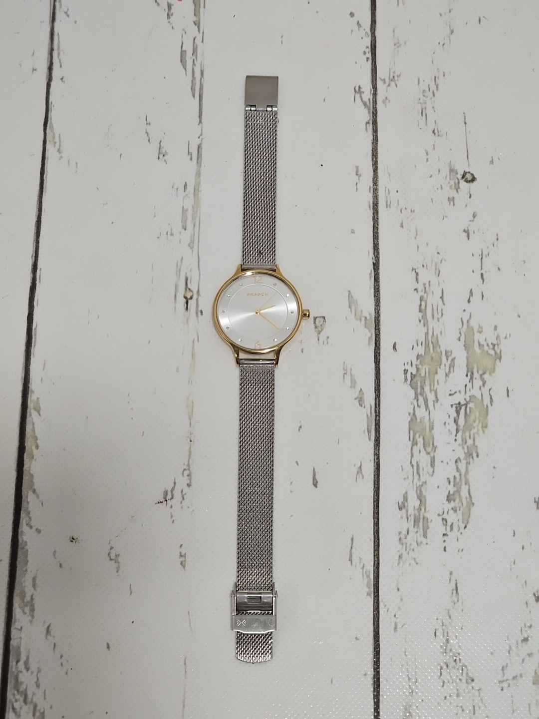 SKAGEN Anita Women Watch Gold Tone Stainless SKW2340 Silver Gemmed Dial